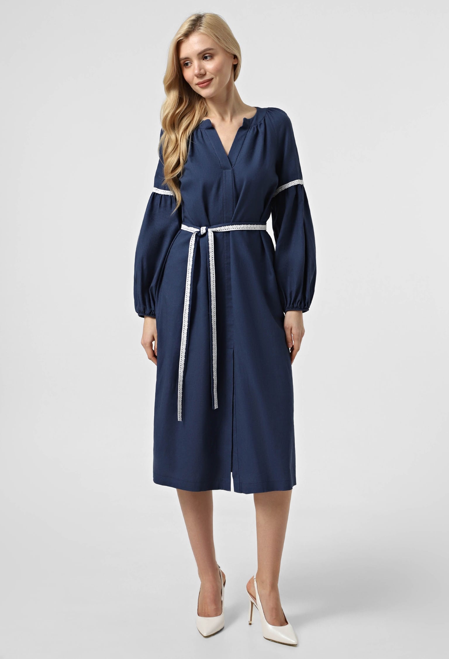 Плаття 7165 темно-синій льон 46(р)