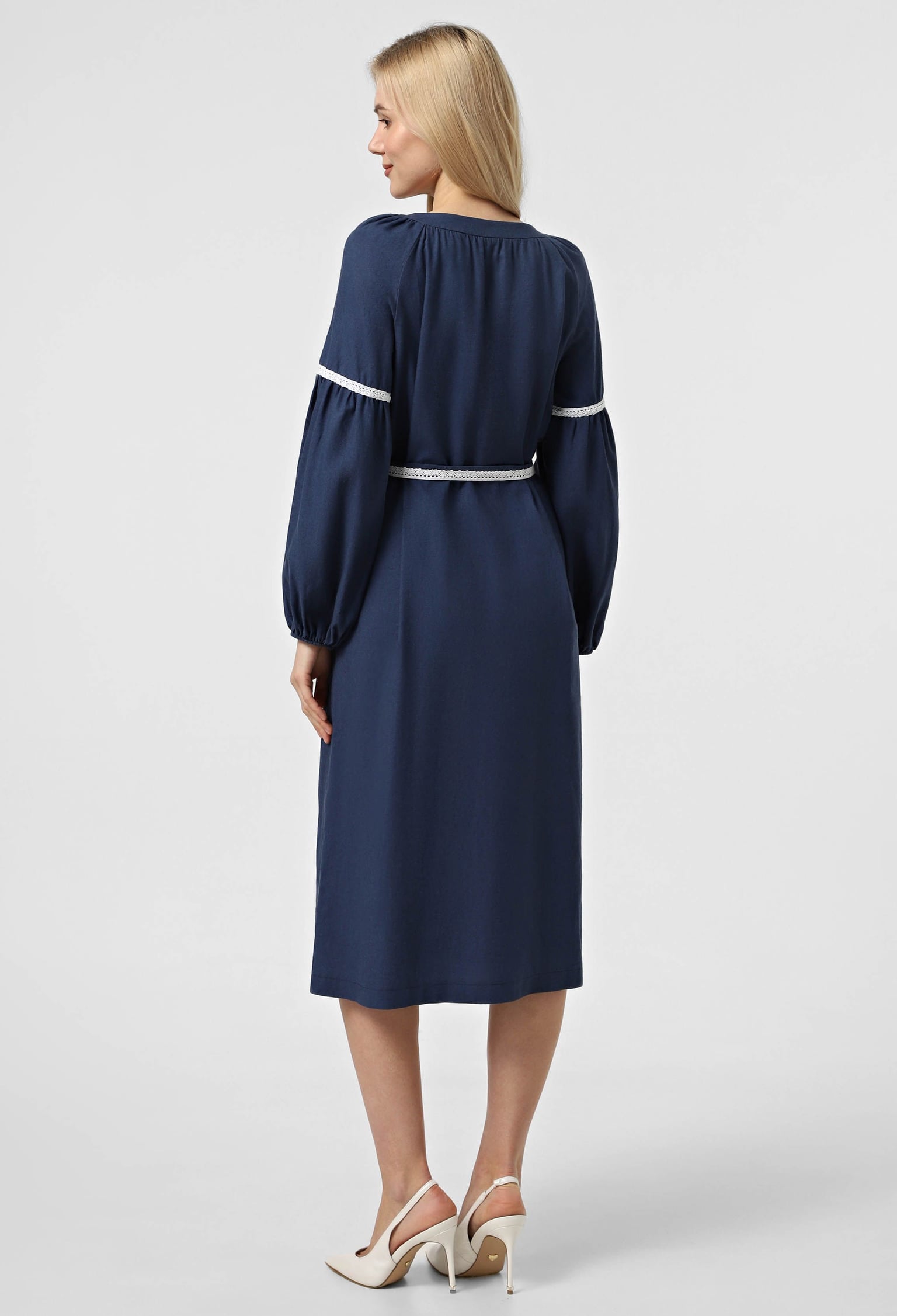 Плаття 7165 темно-синій льон 46(р)