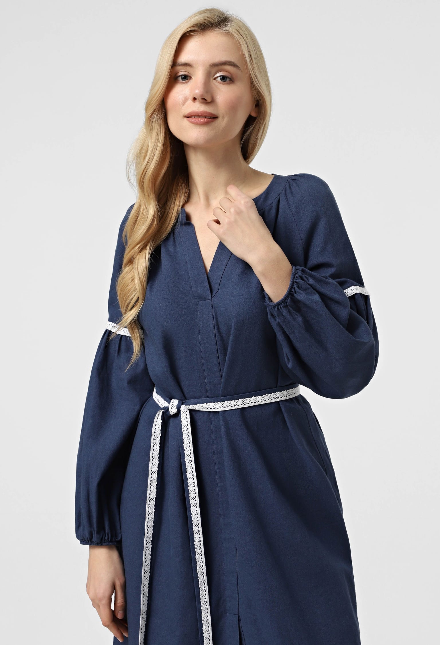 Плаття 7165 темно-синій льон 46(р)