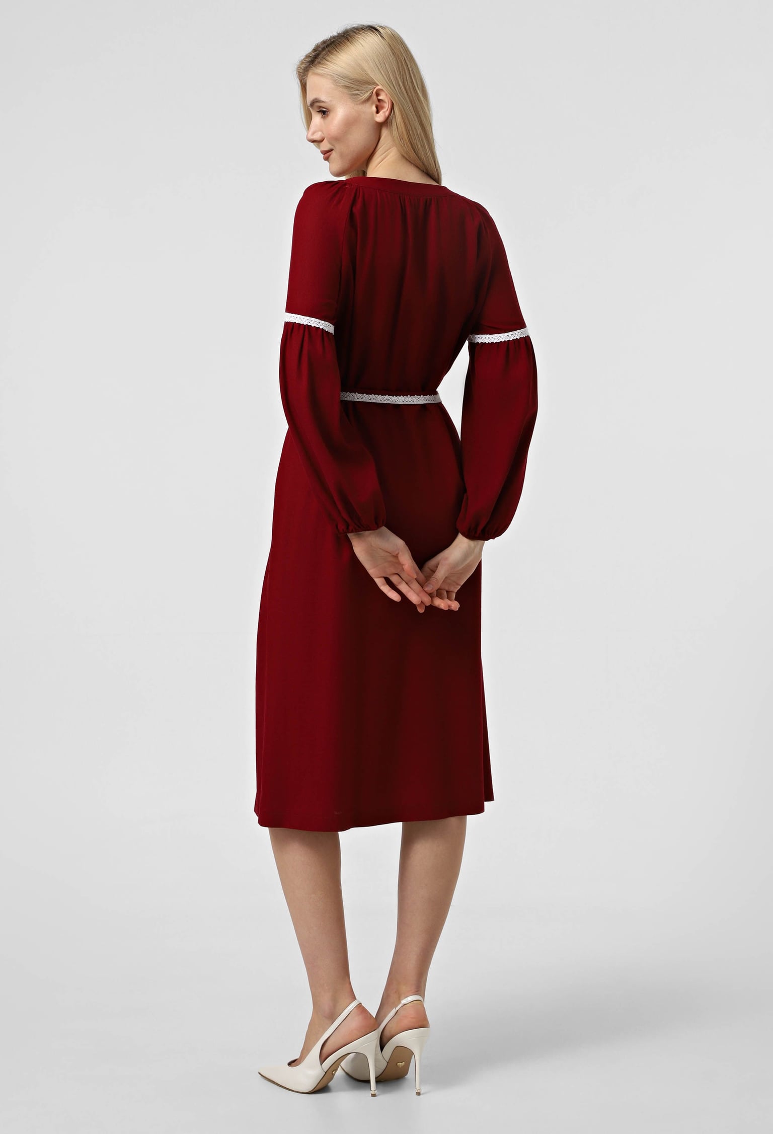 Плаття 7165-1 бордовий льон 46(р)