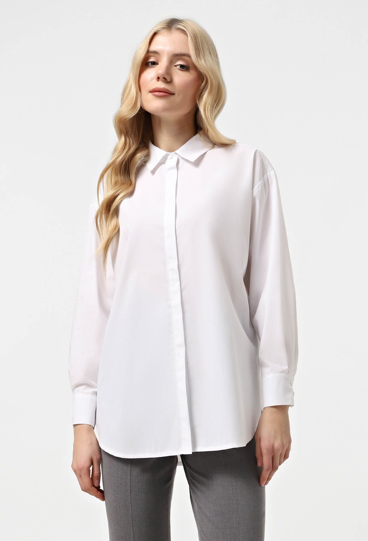 Блузка 5157-1 білий поплін 44(р)