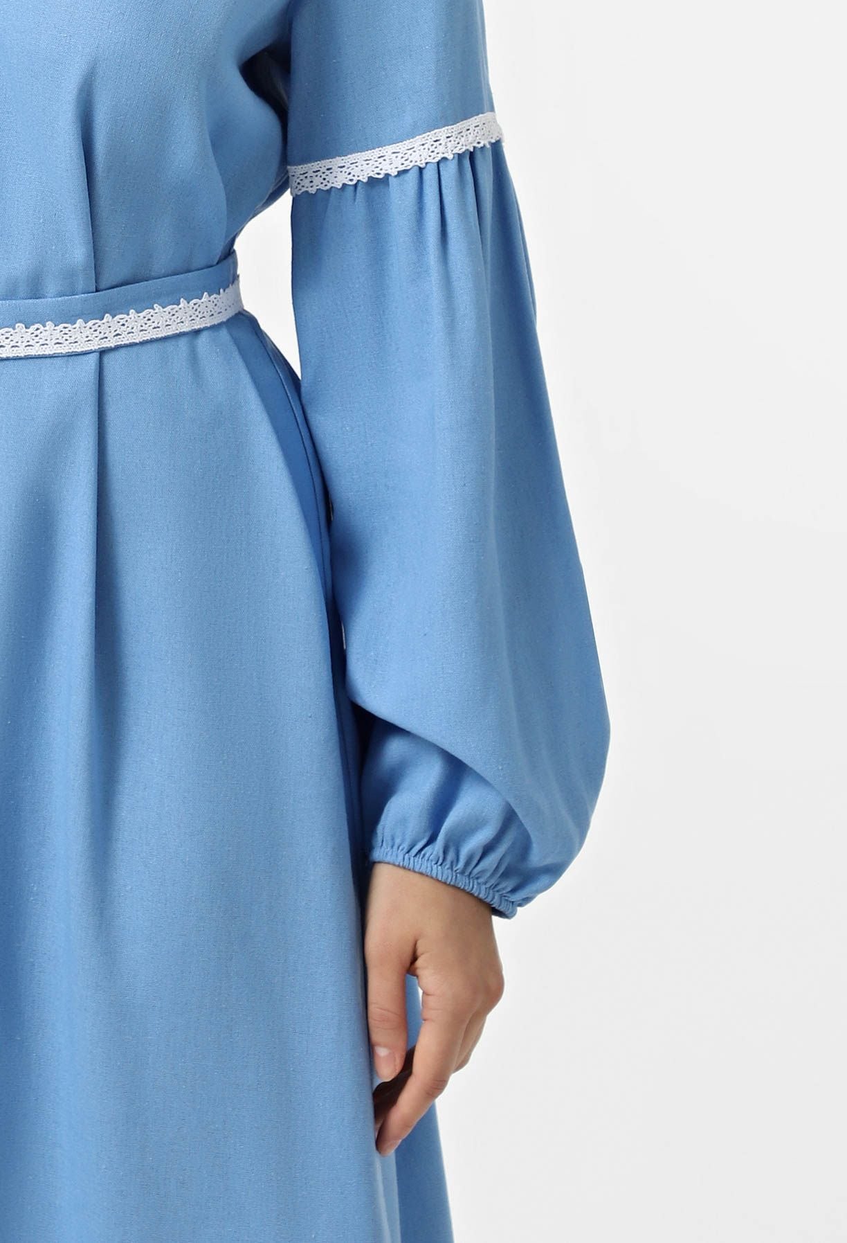 Плаття 7165-2 блакитний льон 46(р)