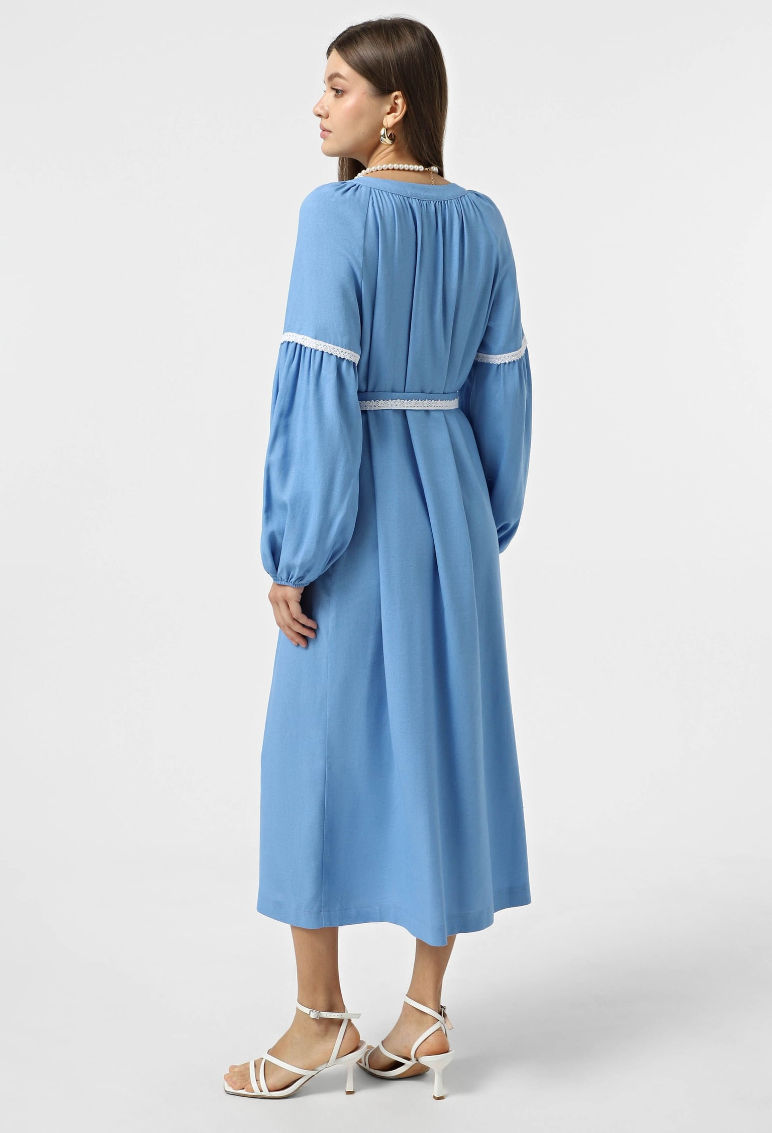 Плаття 7165-2 блакитний льон 46(р)