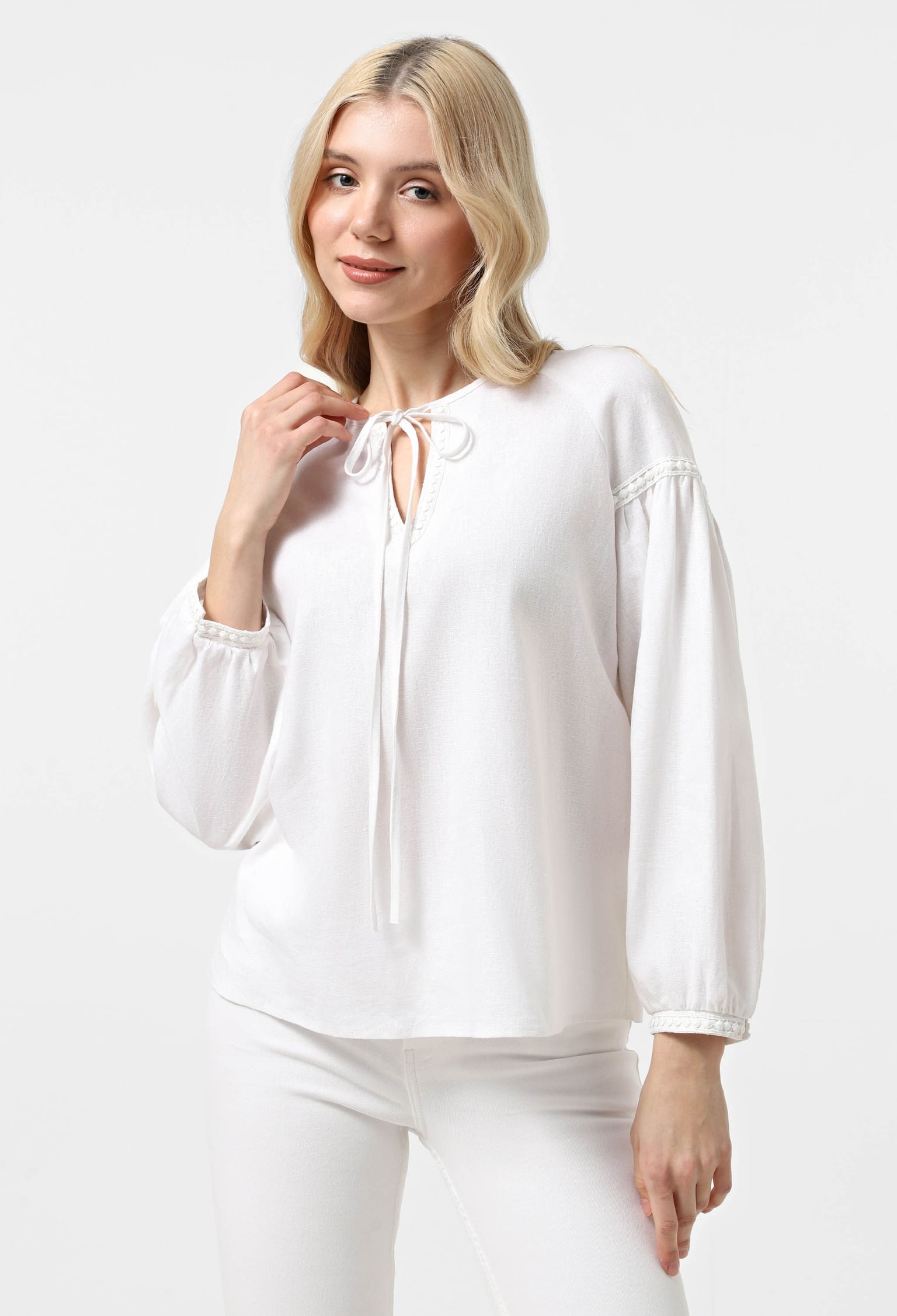 Блузка 5161 молочний льон 38(р)