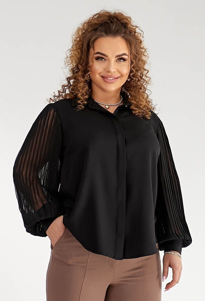 Блузка 5152 чорний креп-стрейч 46(р)