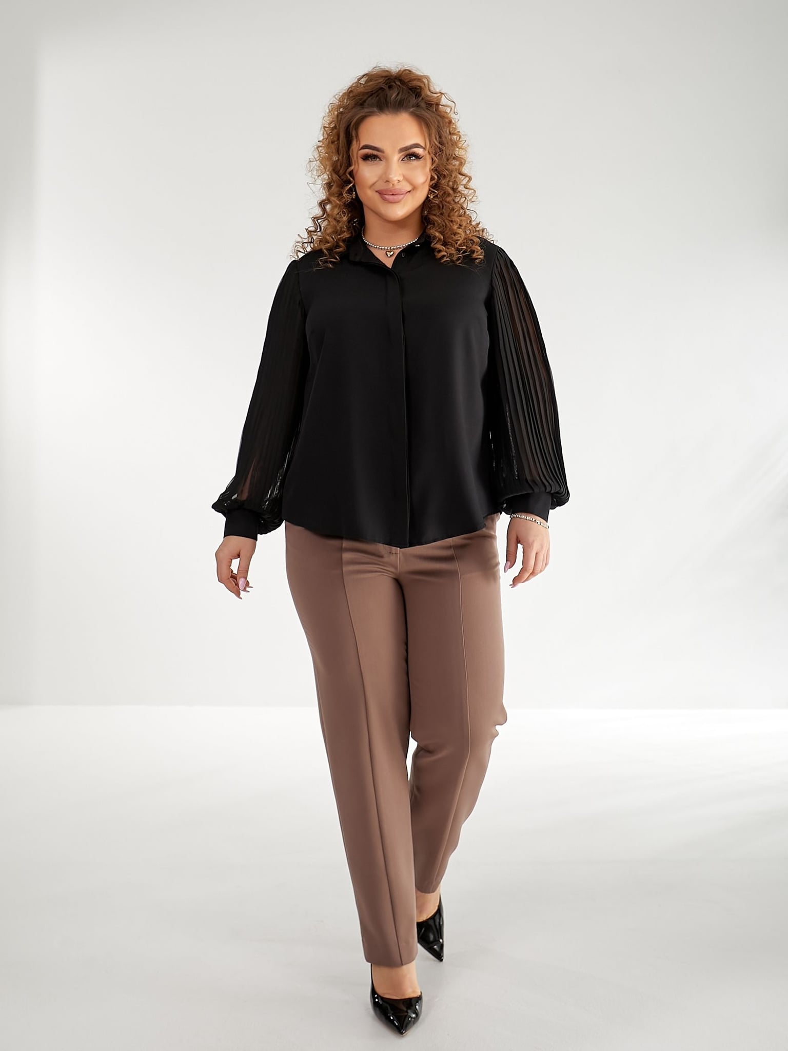 Блузка 5152 чорний креп-стрейч 46(р)