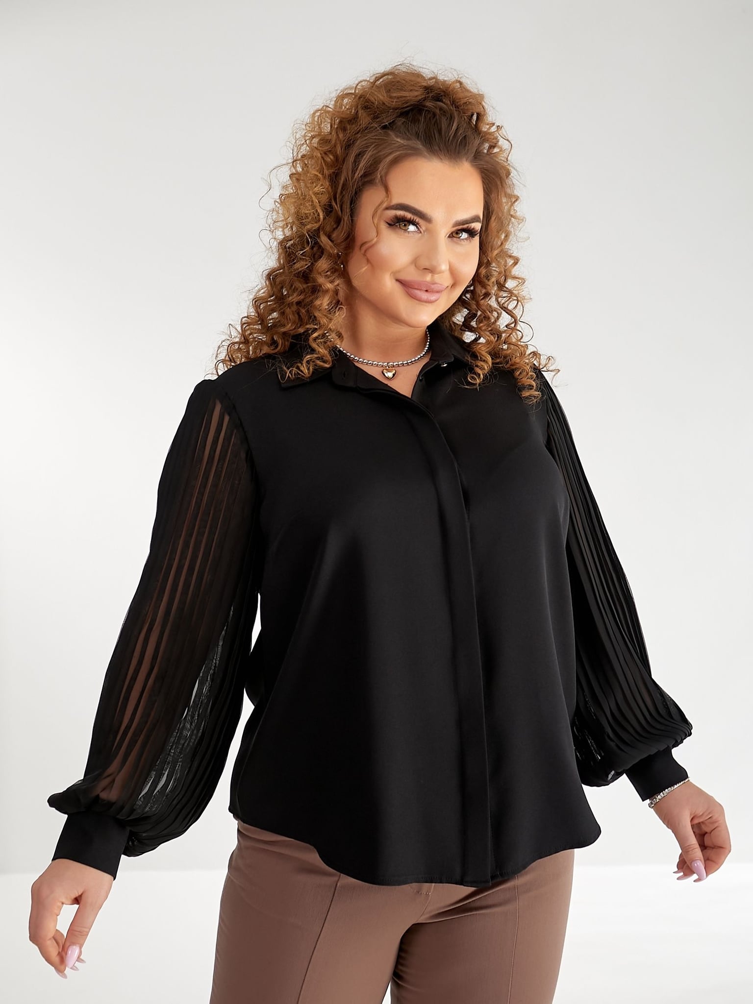 Блузка 5152 чорний креп-стрейч 44(р)