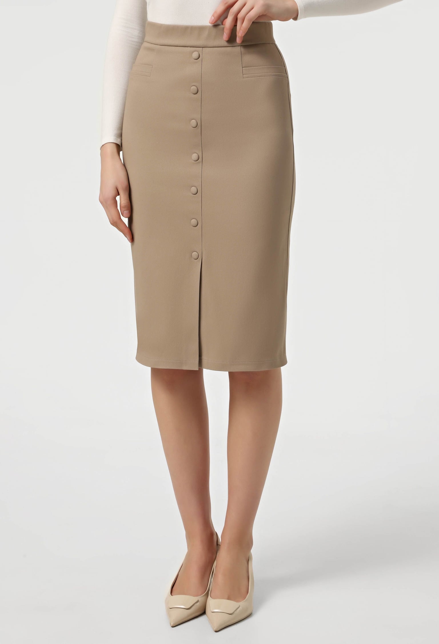 Спідниця 1461 бежевий котон-джинс 38(р)