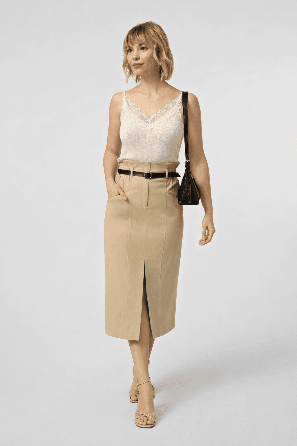 Спідниця 1470 бежевий котон-джинс 38(р)