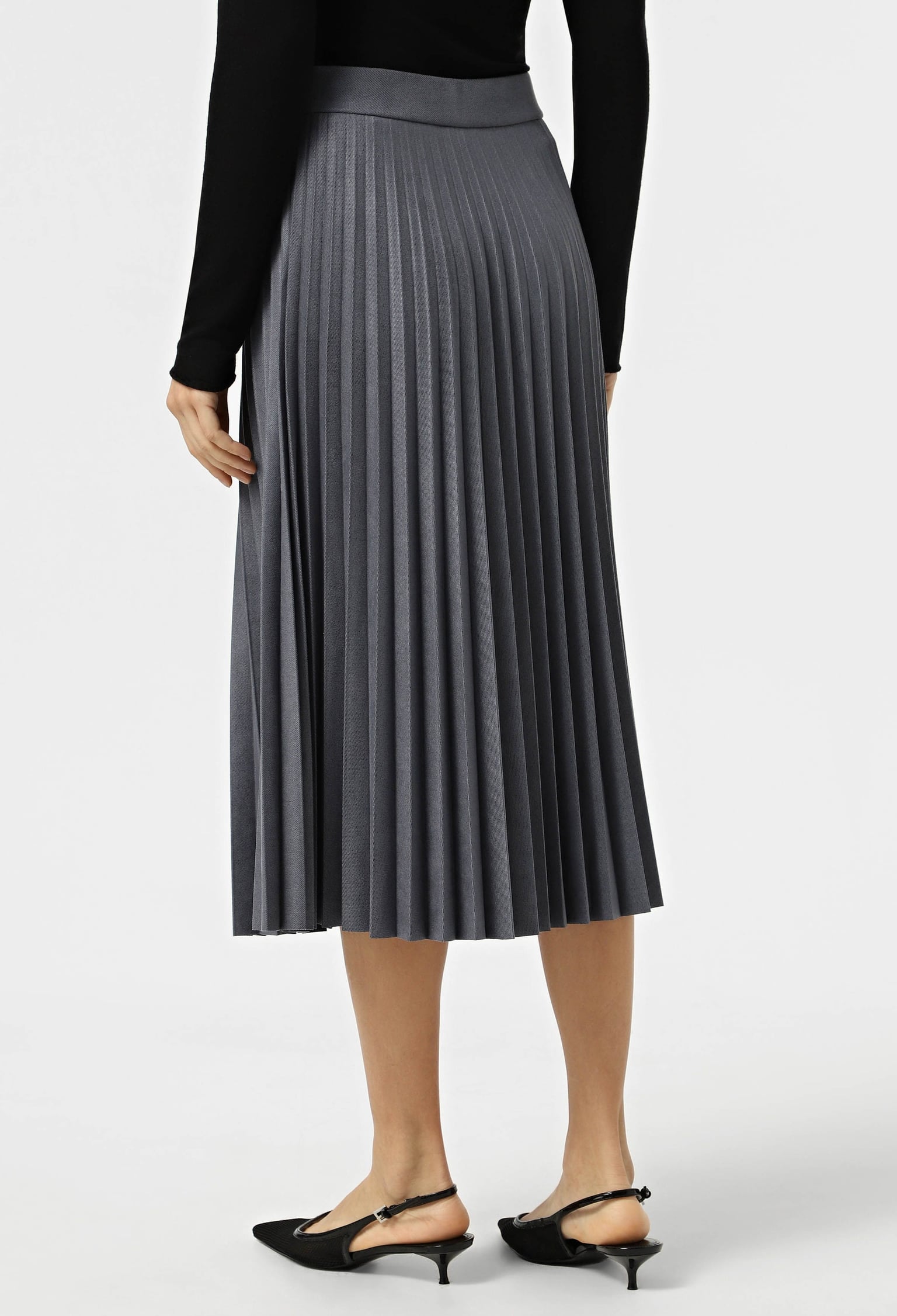 Спідниця 1135-5 антрацитовий замша-діагональ плісе 38(р)