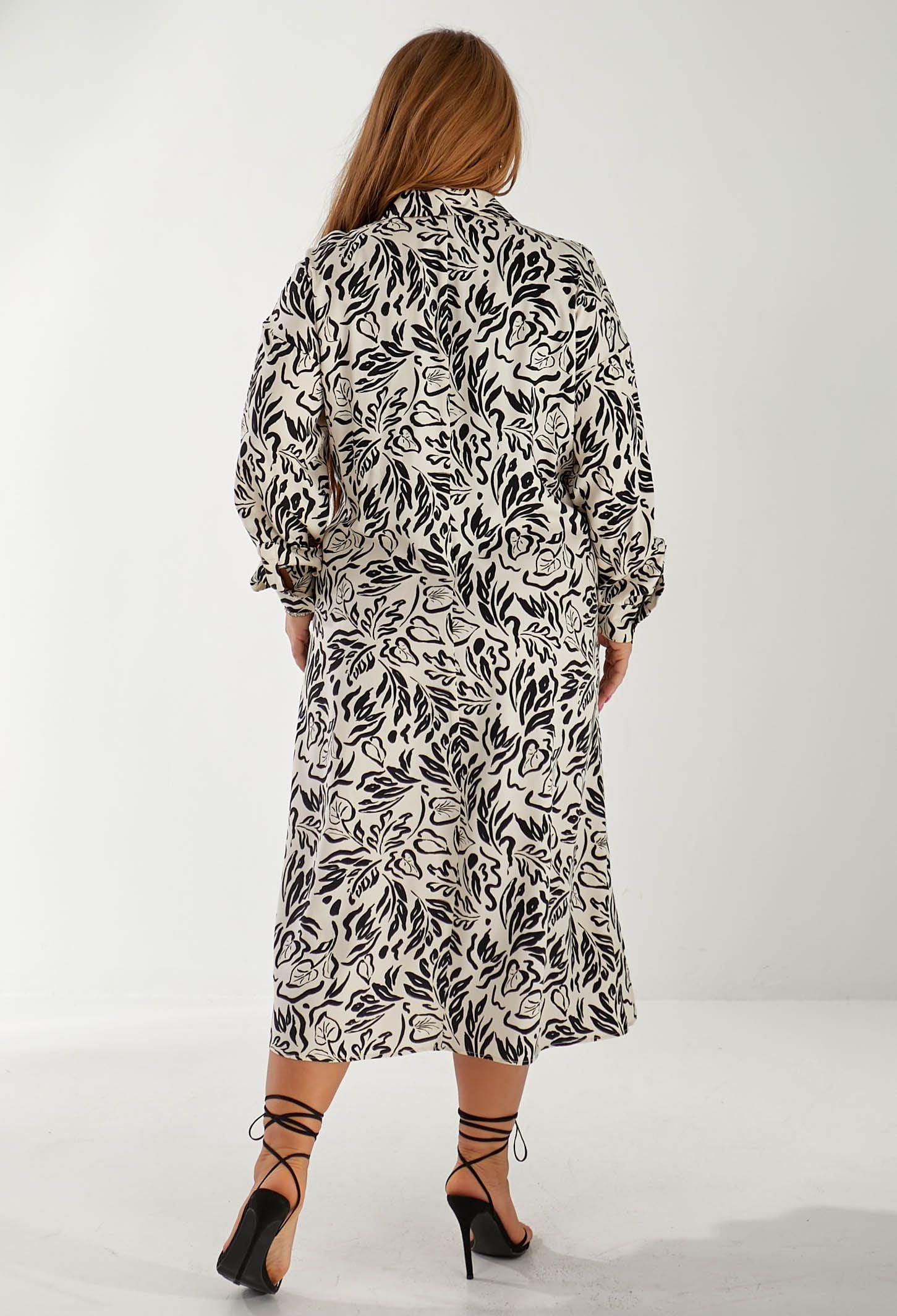 Плаття 7175 бежево-чорний, принт штапель 44(р)