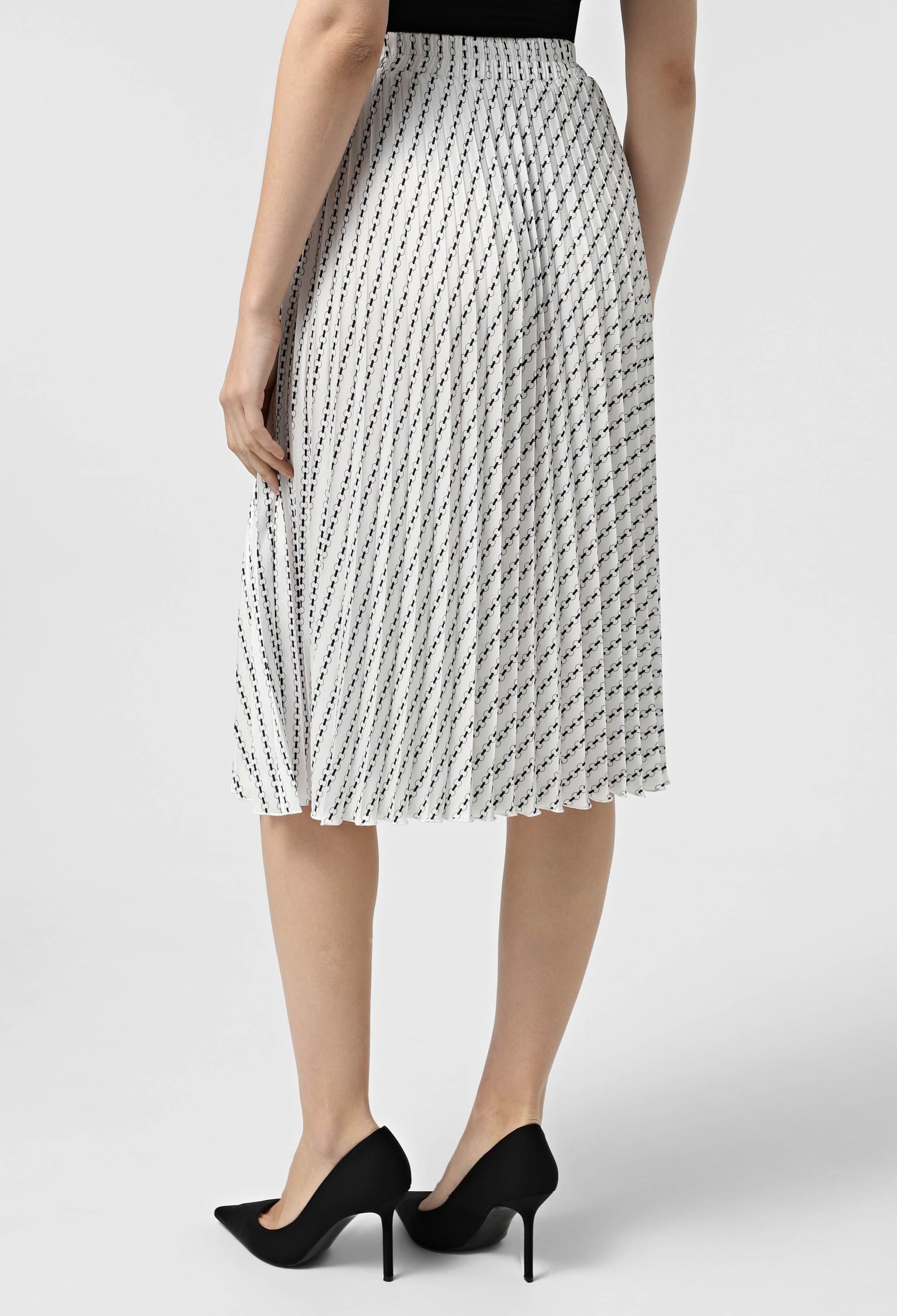 Спідниця 1054-19 білий, принт шовк-армані, плісе 42(р)