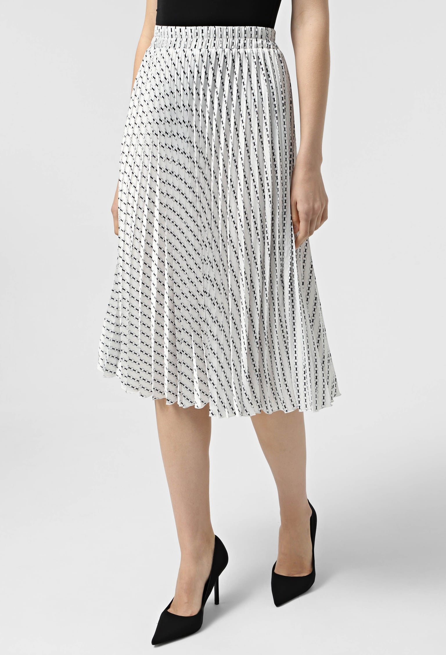 Спідниця 1054-19 білий, принт шовк-армані, плісе 38(р)