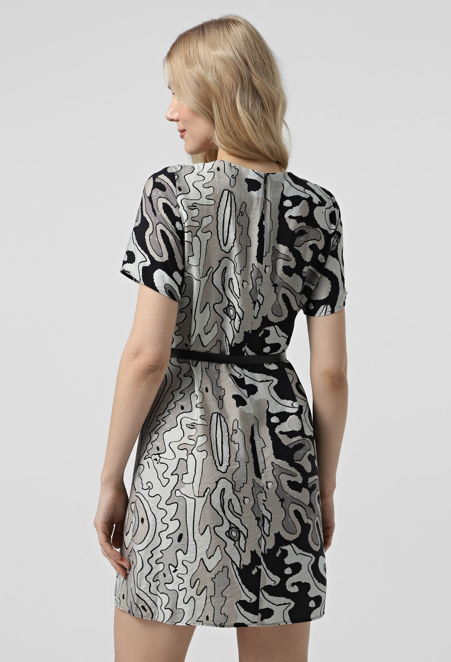 Плаття 7183 сірий, принт віскоза-жатка 42(р)