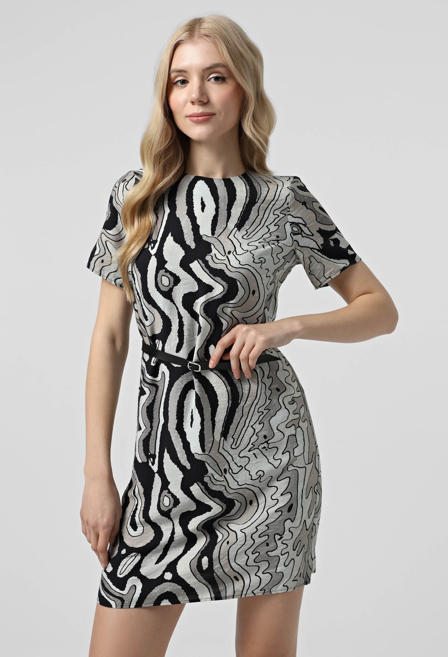 Плаття 7183 сірий, принт віскоза-жатка 36(р)