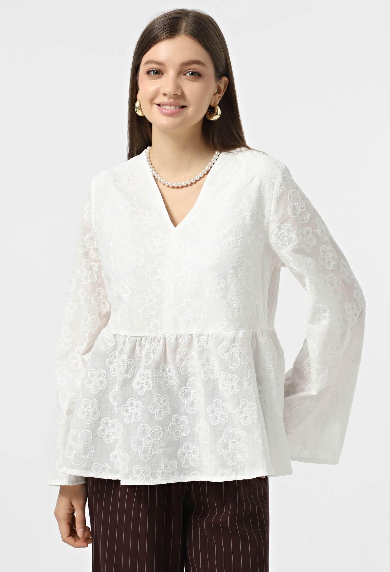 Блузка 5170 білий, принт прошва 40(р)