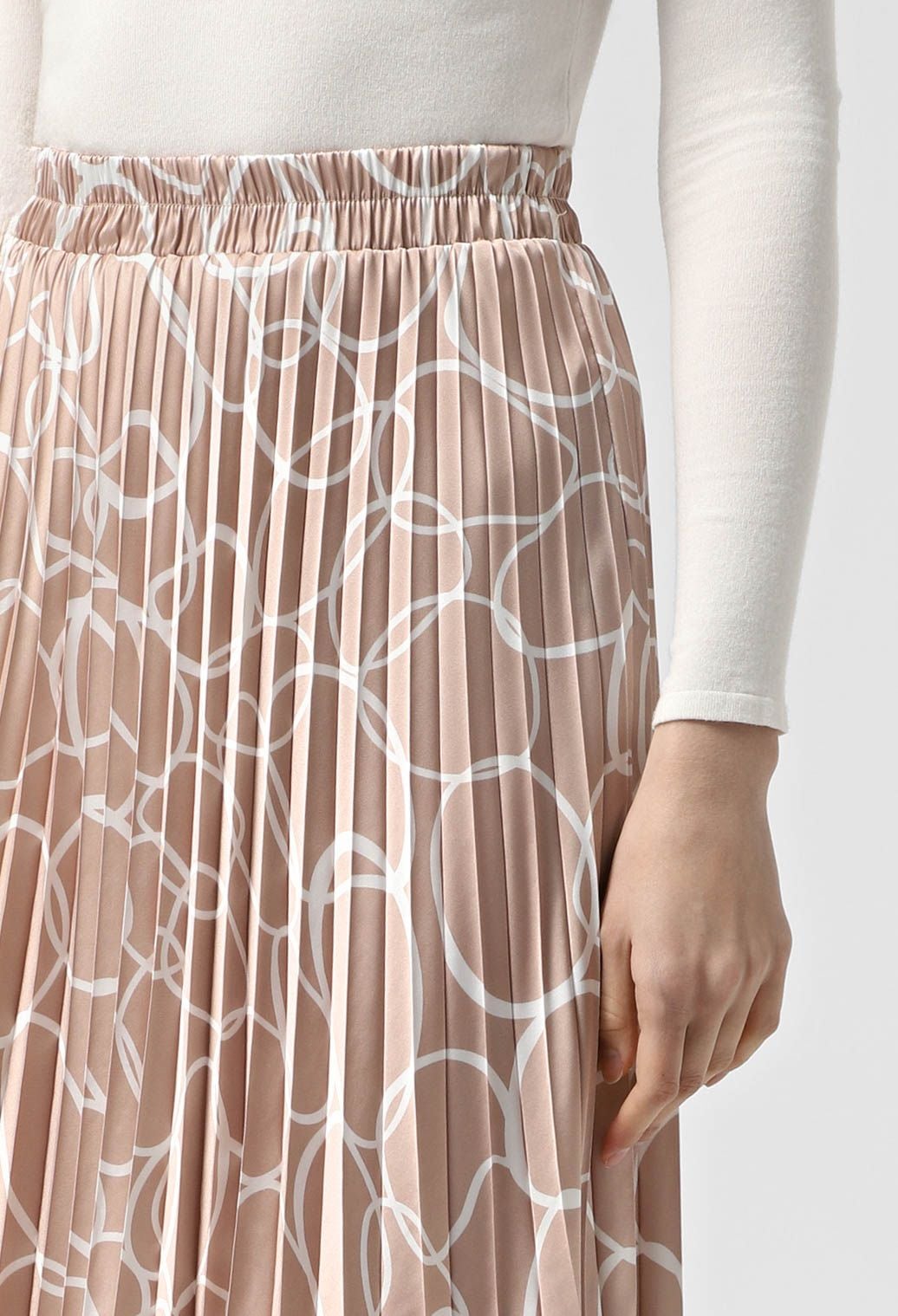 Спідниця 1054-20 бежевий, принт шовк-армані, плісе 38(р)