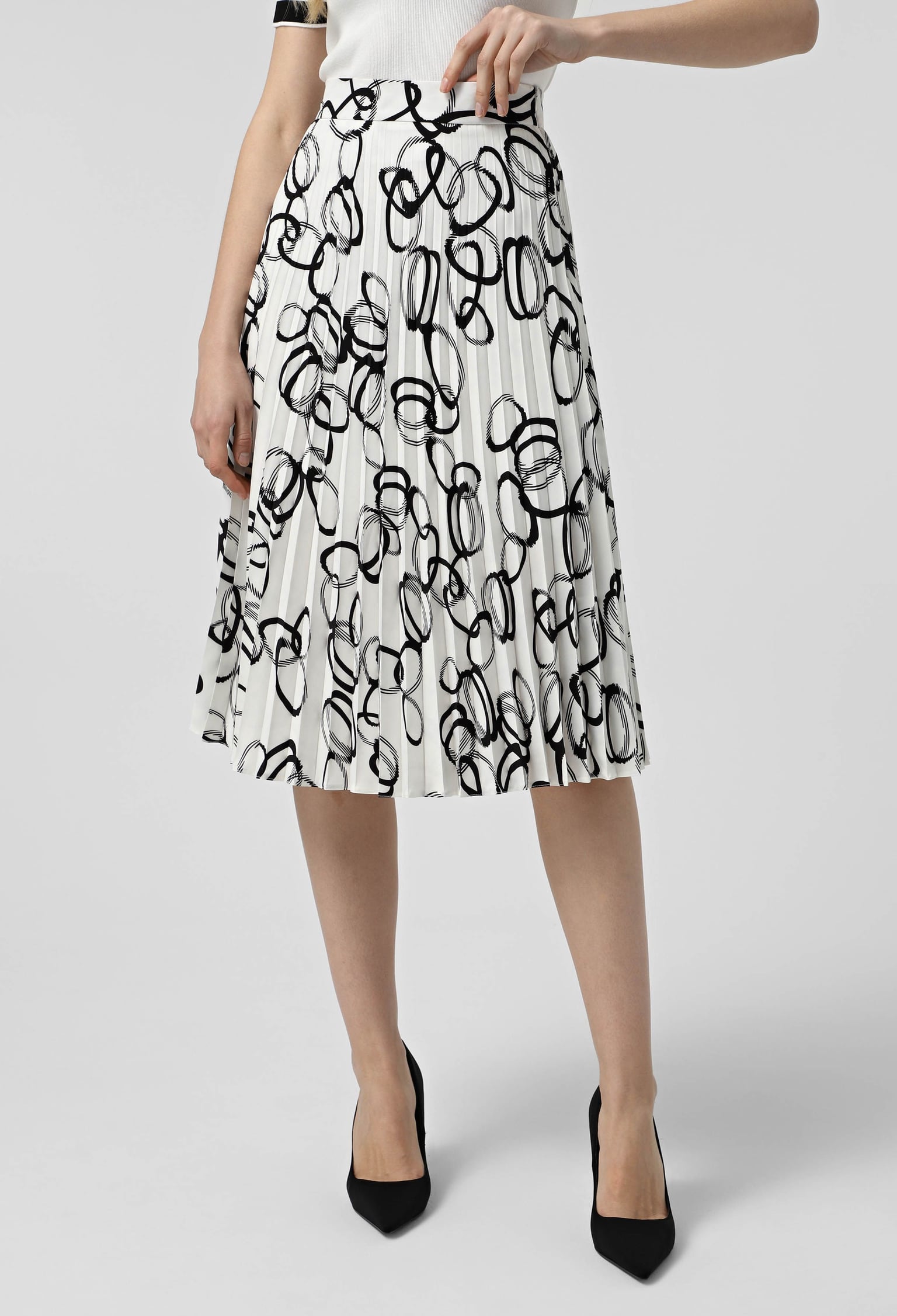 Спідниця 1245-2 білий, принт софт, плісе 38(р)