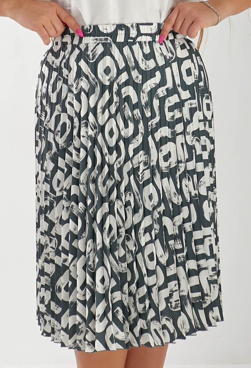 Спідниця 1063-21 сіро-блакитний, принт костюмка, плісе 48(р)