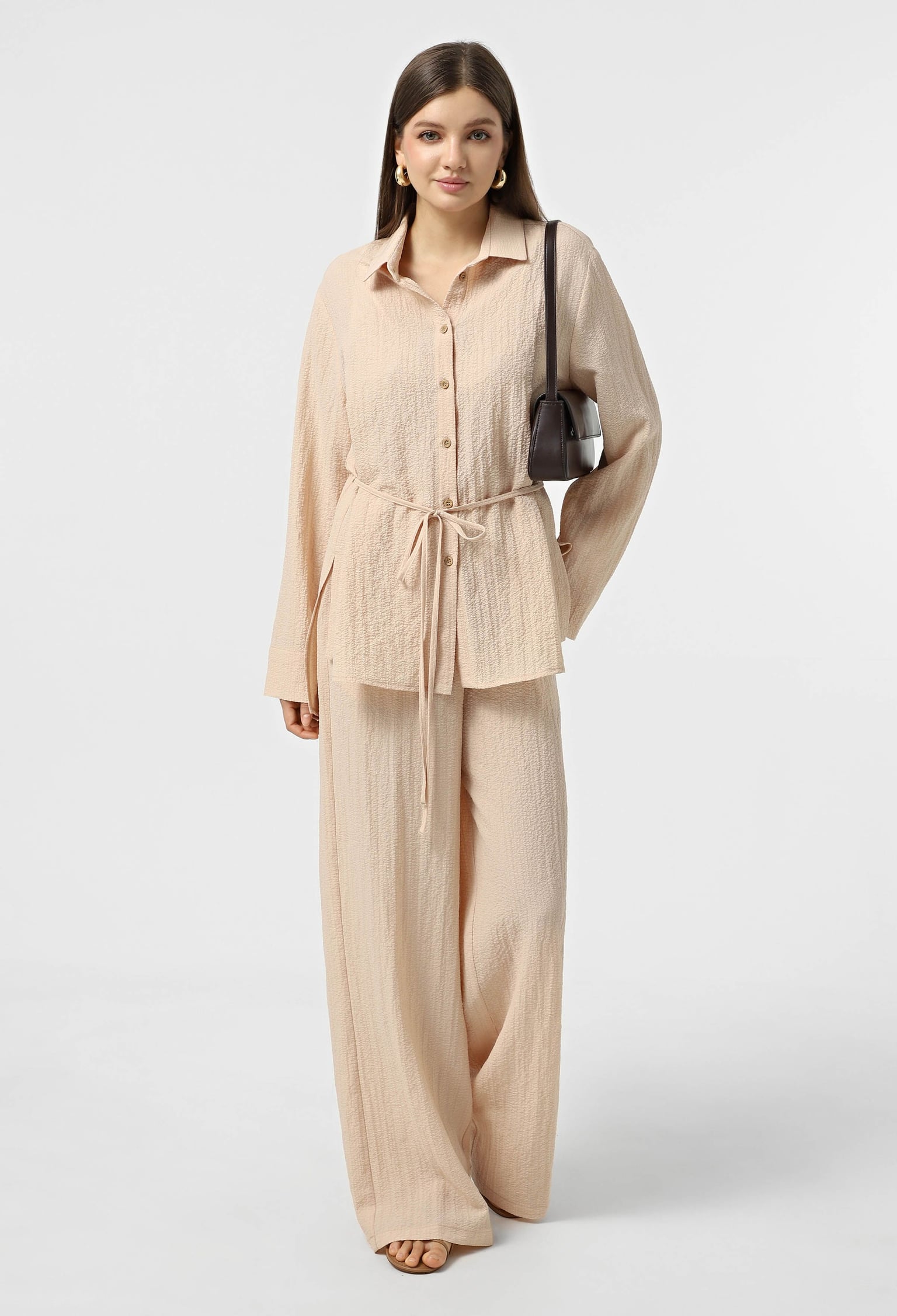 Блузка 5904 бежевий котон-жатка 46(р)