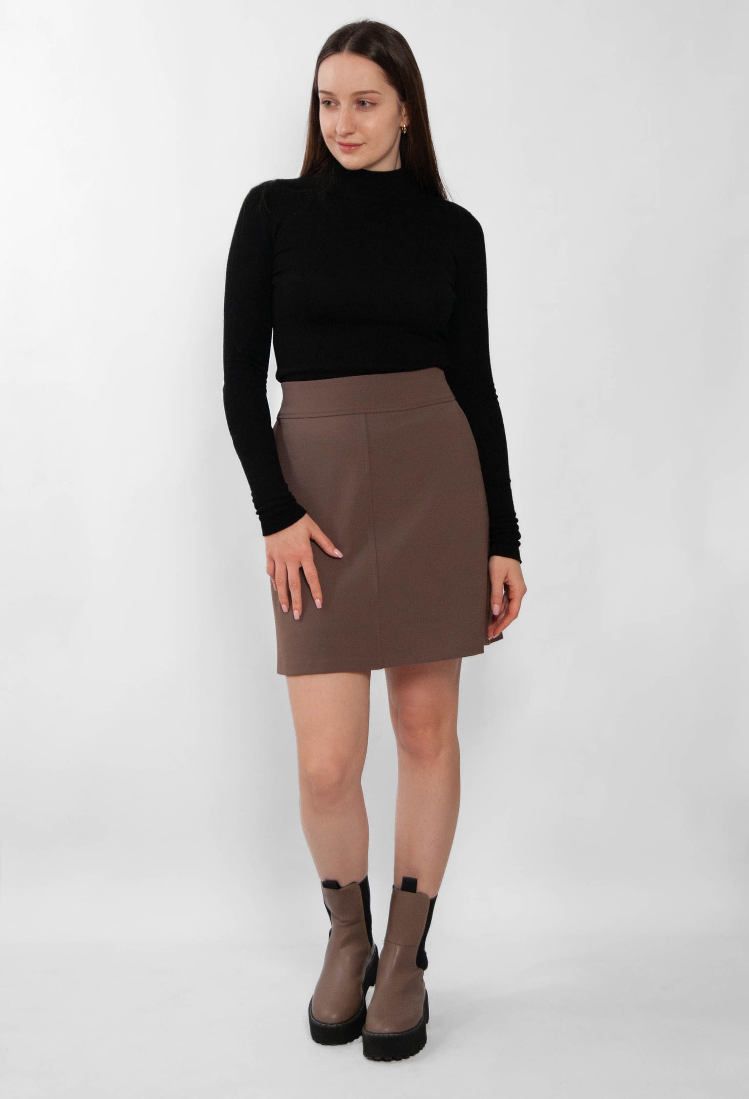 Спідниця 1304-3 капучино трикотаж костюмний 38(р)