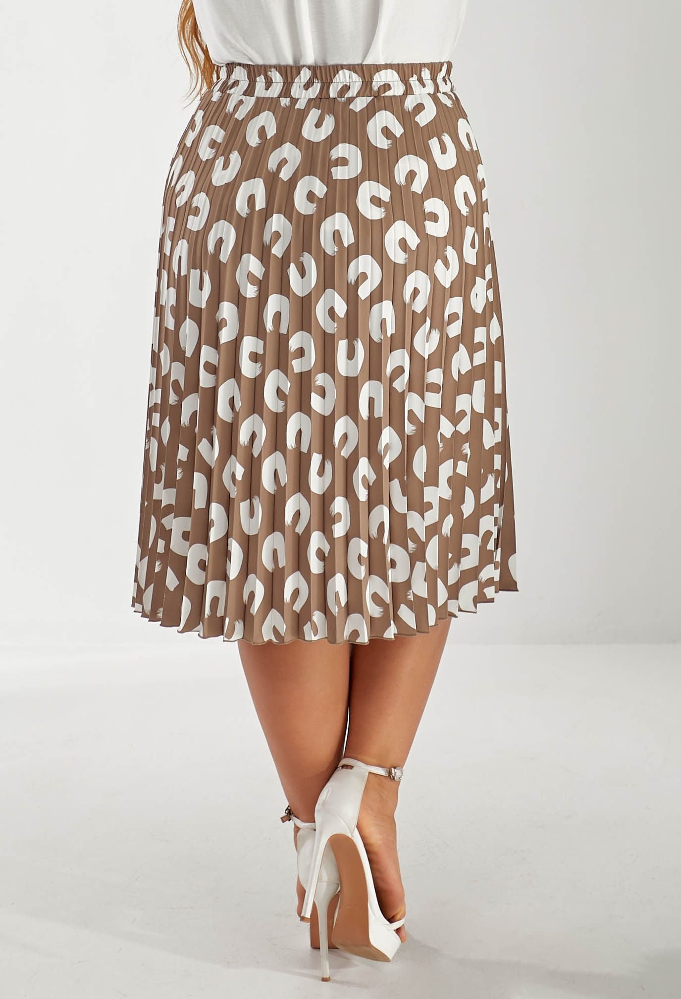 Спідниця 1063-22 капучино, принт костюмка, плісе 44(р)