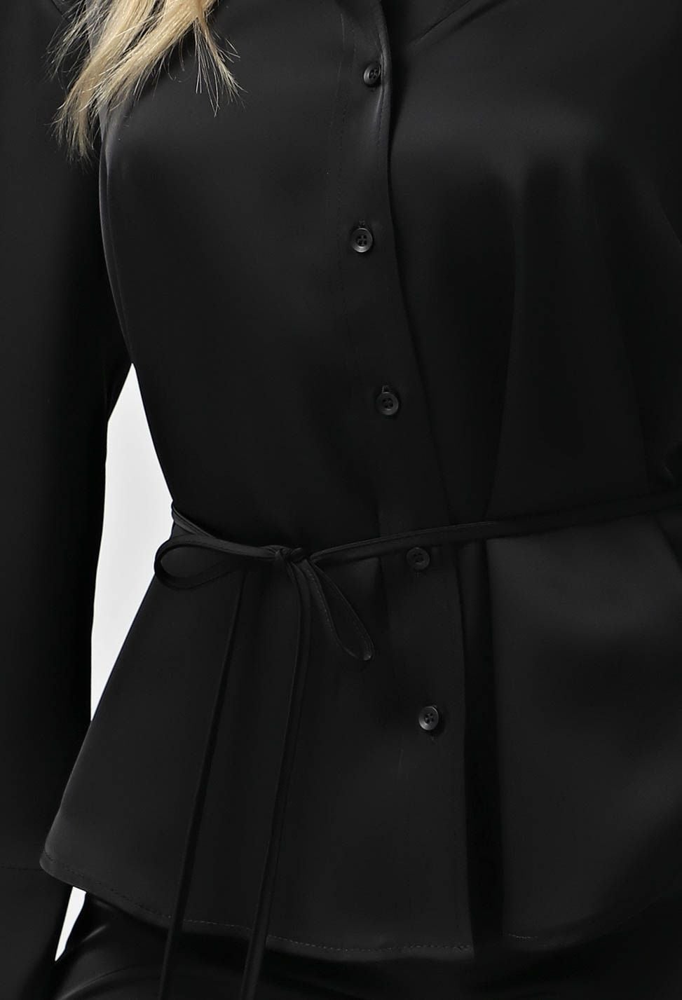 Блузка 5908 чорний атлас 46(р)