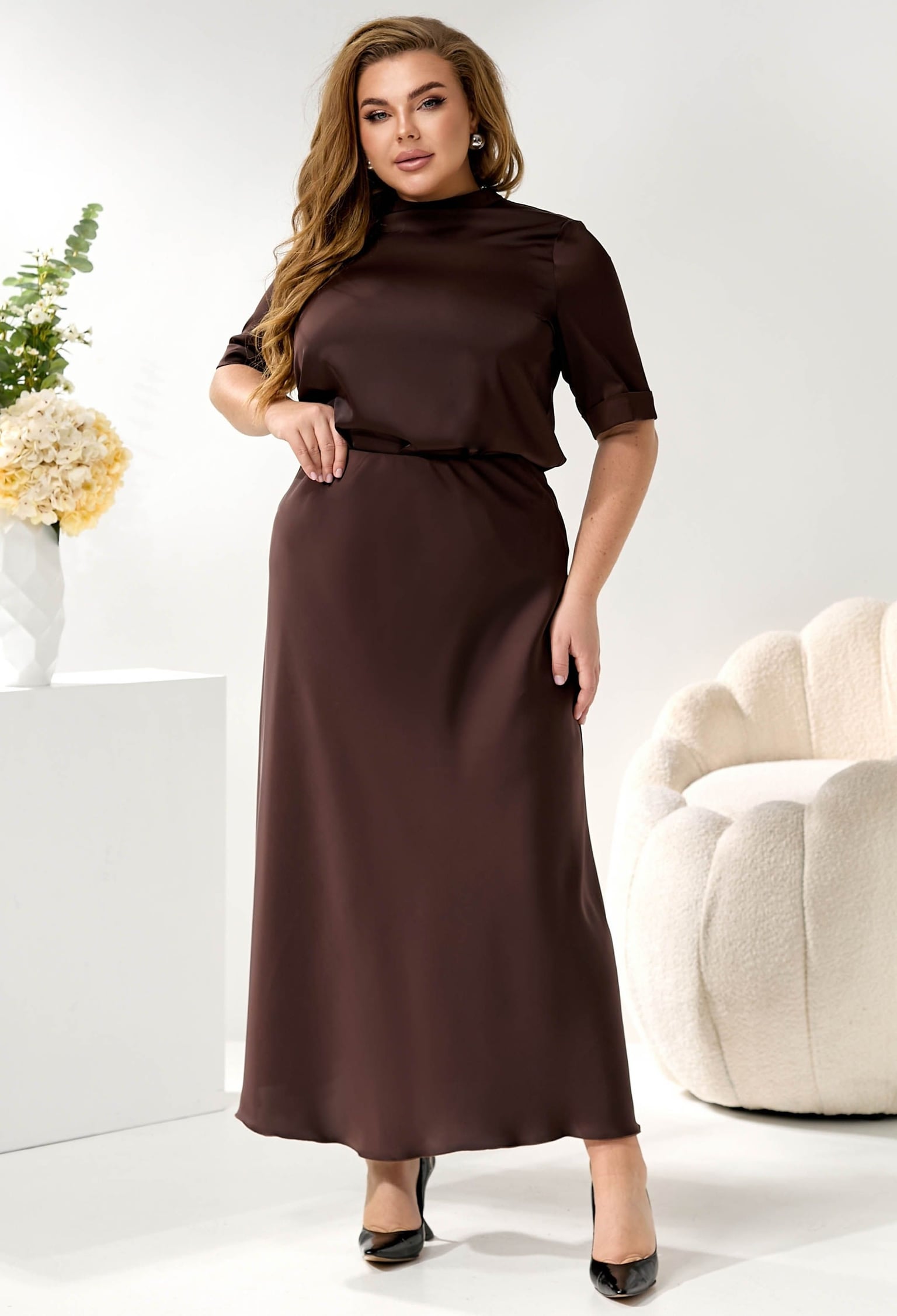 Спідниця 1911 шоколадний атлас 42(р)