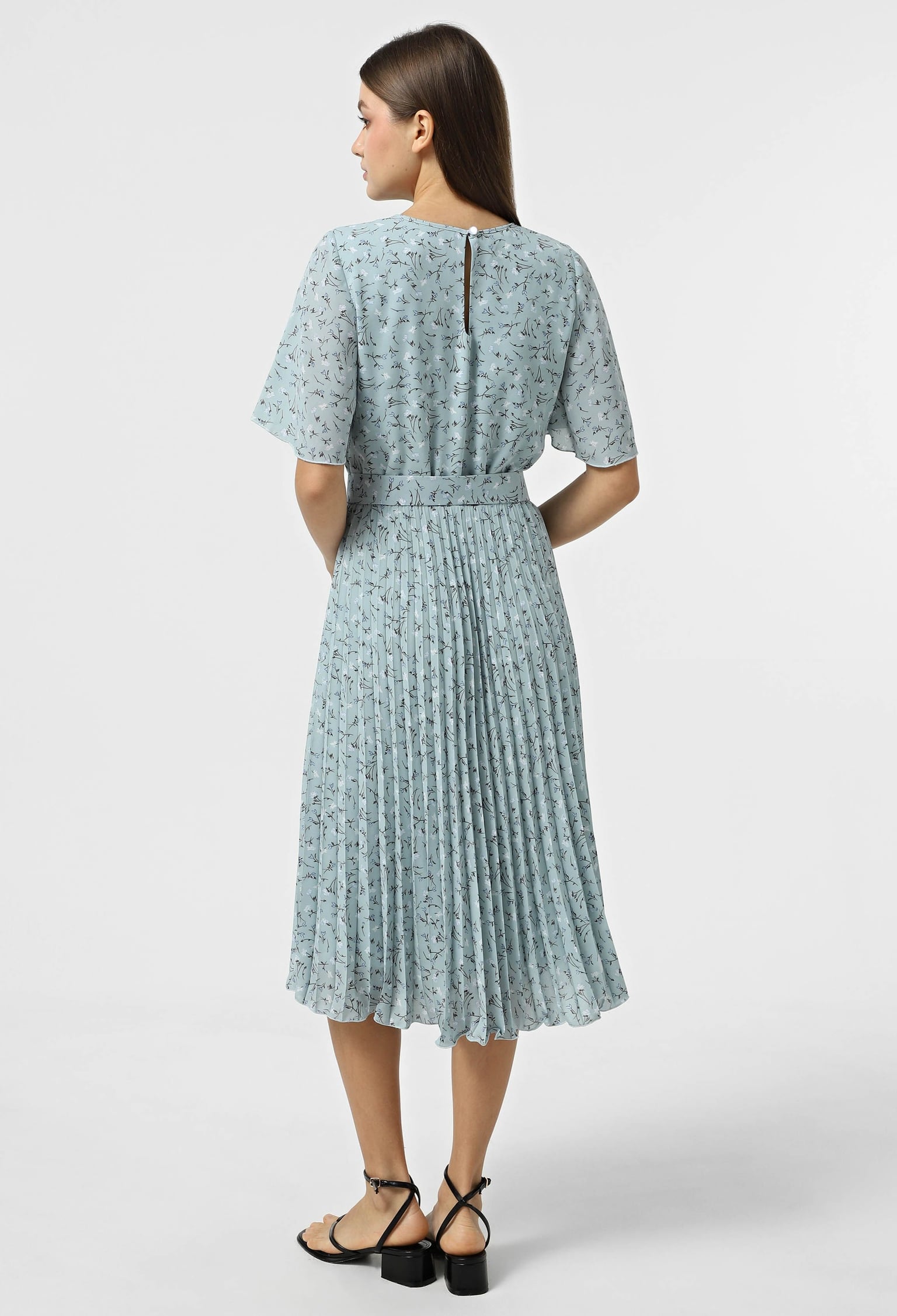 Плаття 7080-6 сіро-м’ятний, принт креп-шифон 40(р)