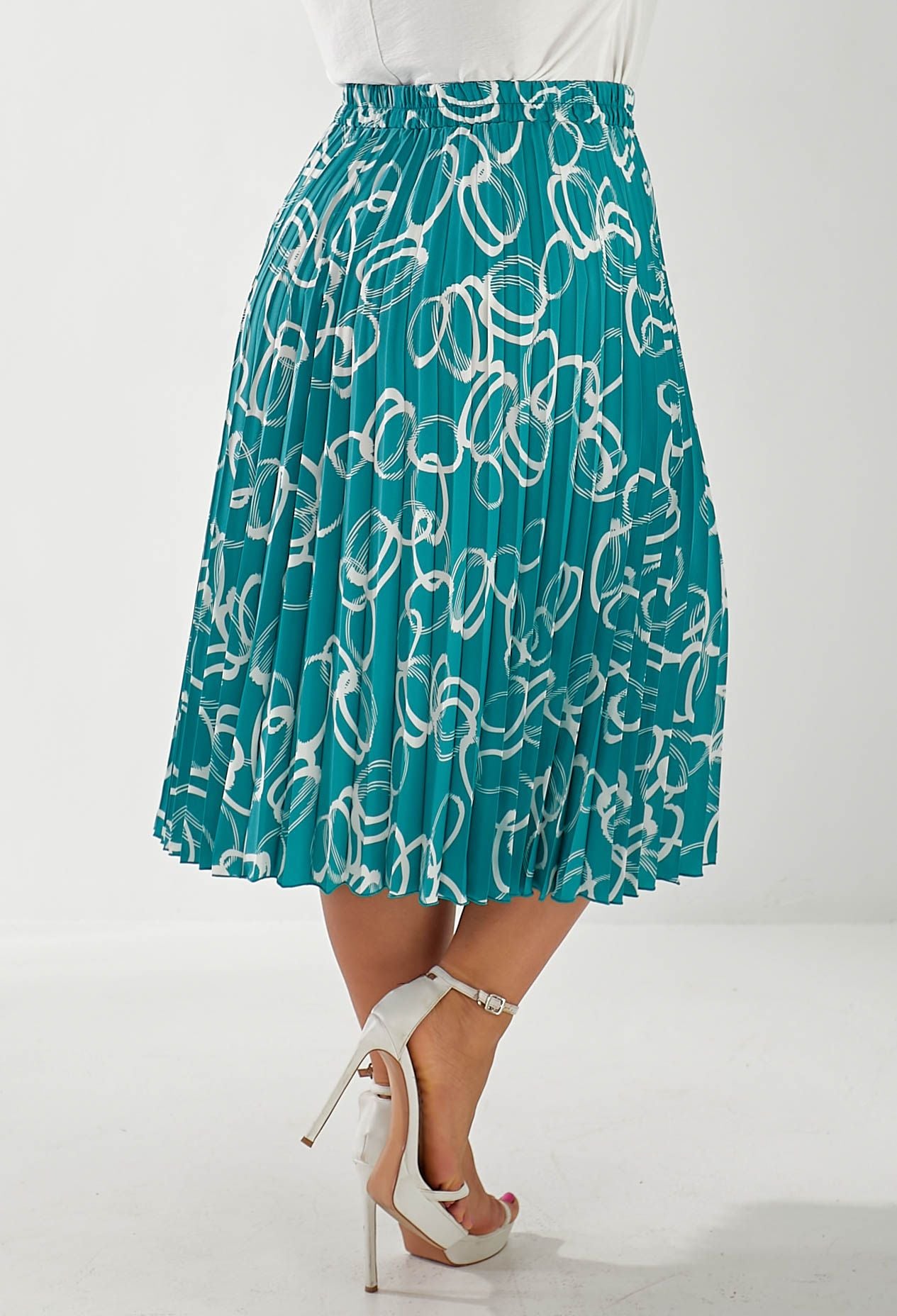 Спідниця 1063-23 лазурний, принт софт, плісе 48(р)