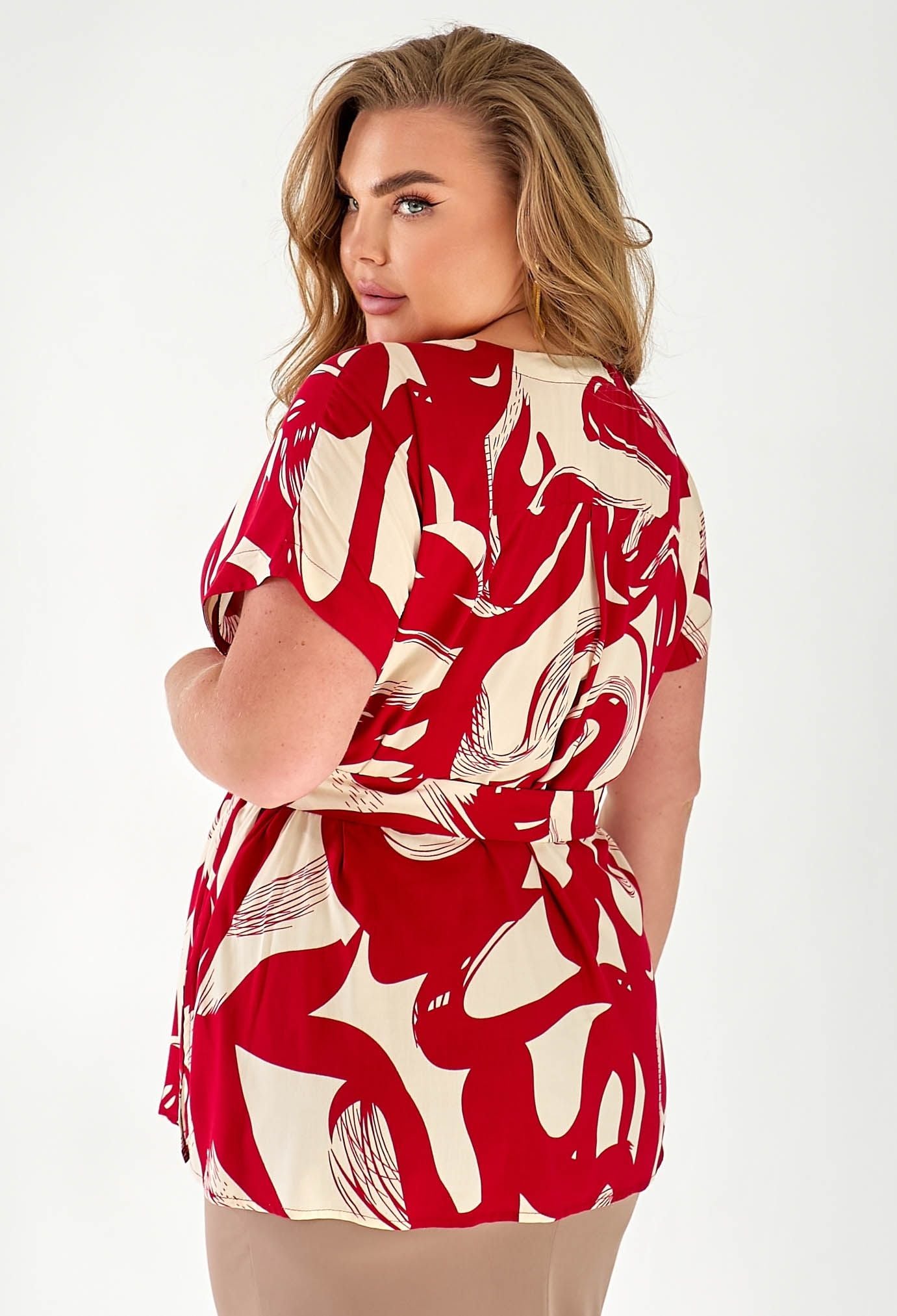 Блузка 5174 червоний, принт штапель 46(р)