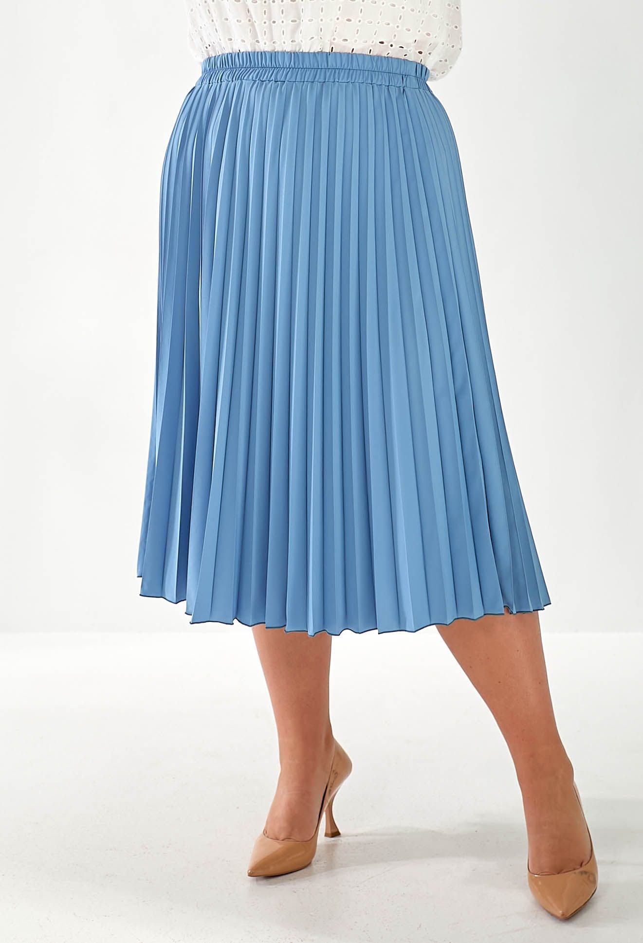 Спідниця 1063-24 сіро-блакитний софт плісе 50(р)