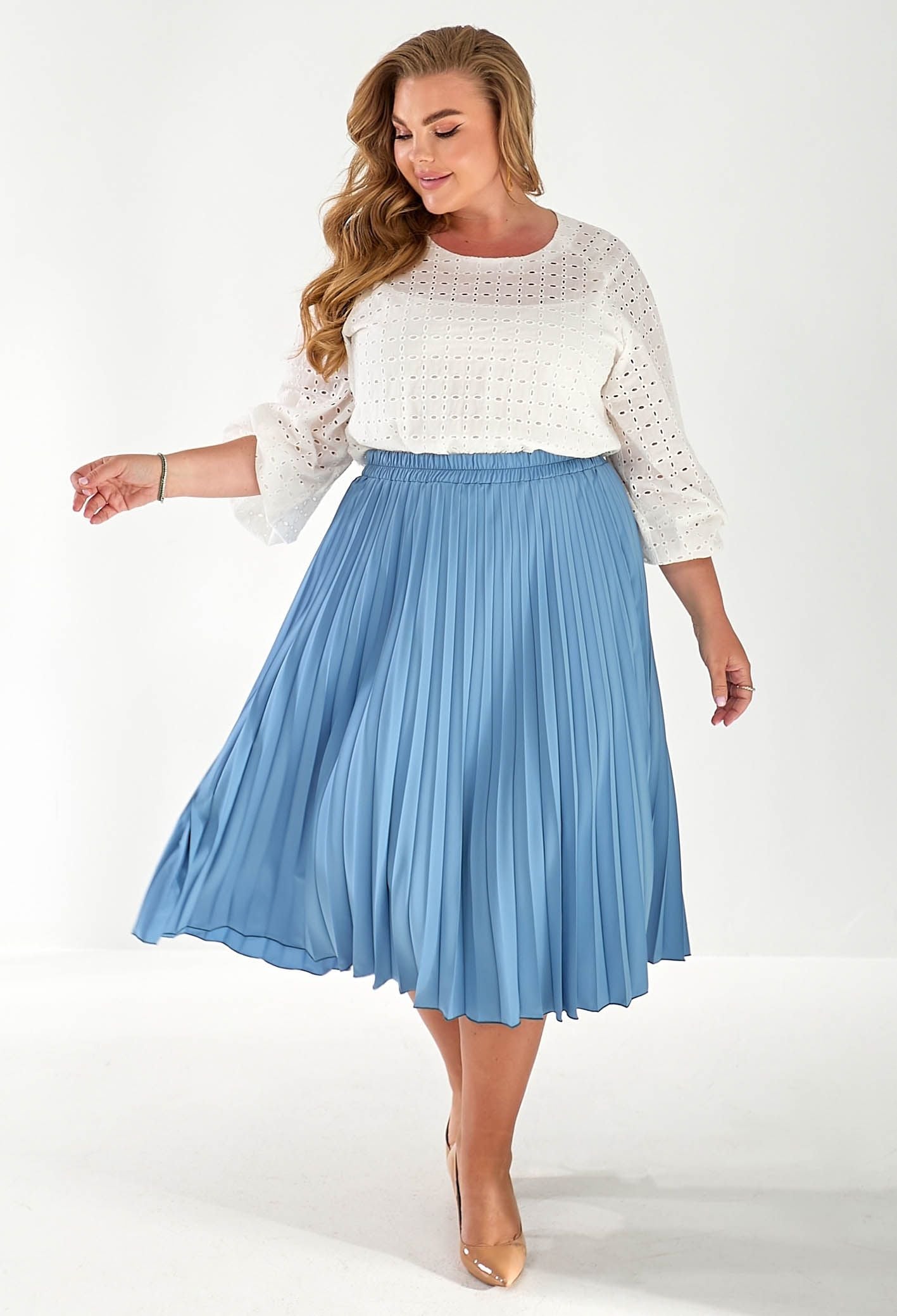 Спідниця 1063-24 сіро-блакитний софт плісе 44(р)