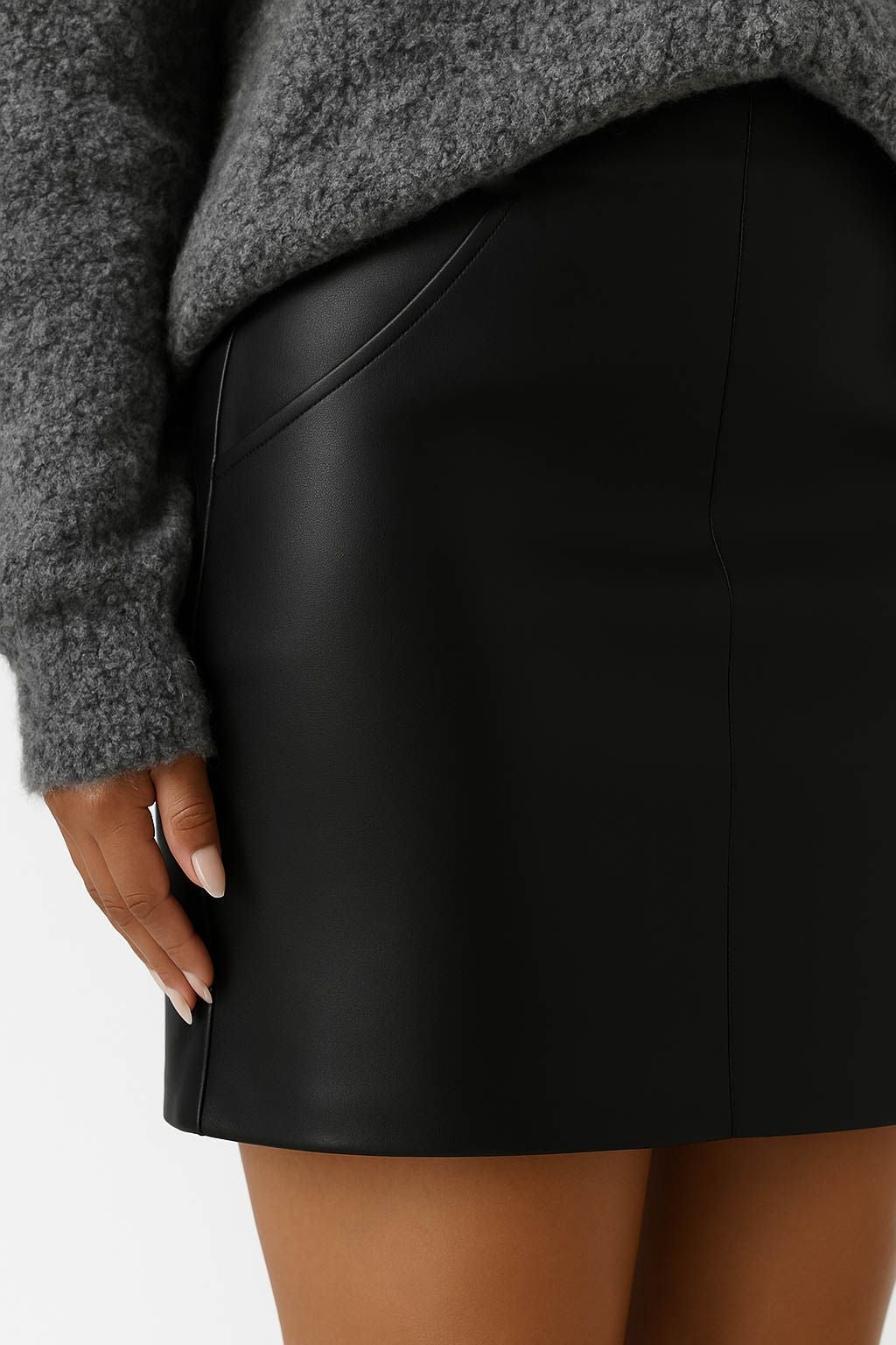 Спідниця 1499 чорний шкіра на замші 38(р)