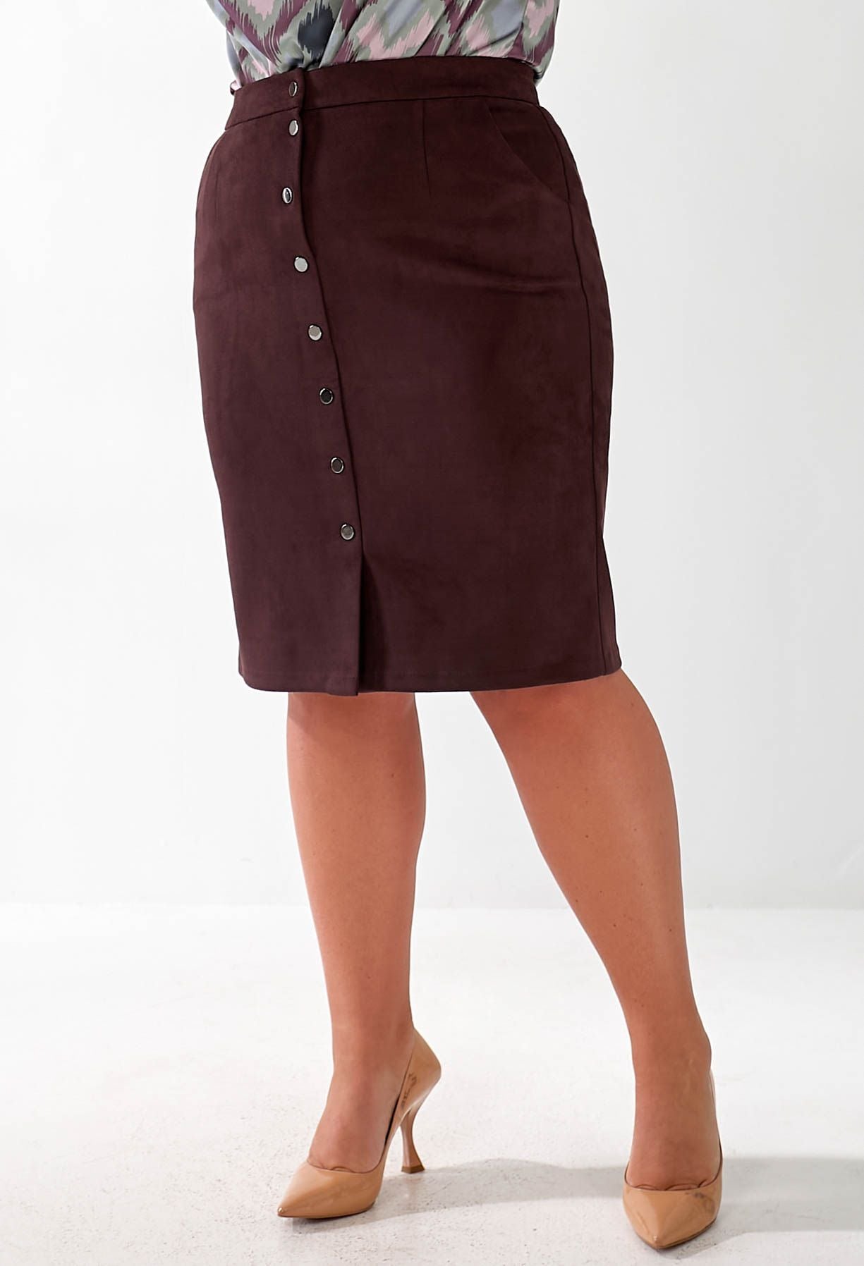 Спідниця 695-19 шоколадний замша на дайвінгу 42(р)