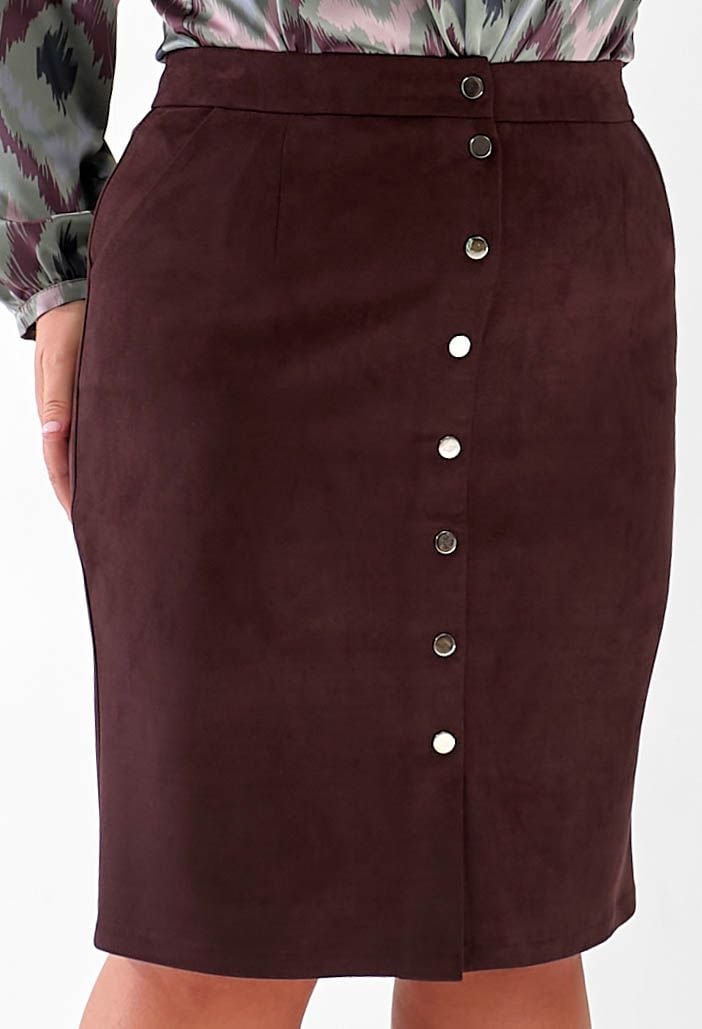 Спідниця 695-19 шоколадний замша на дайвінгу 42(р)