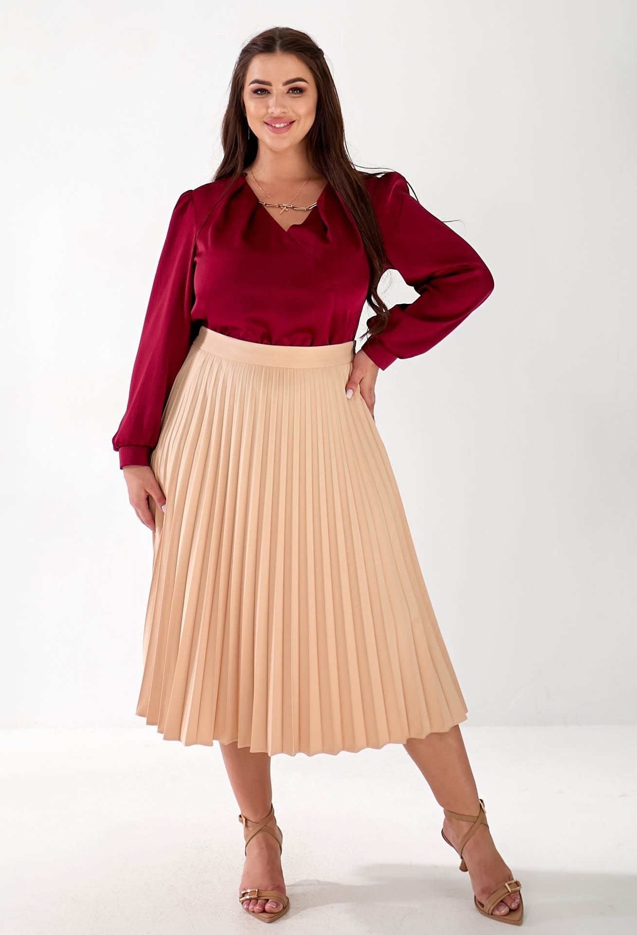 Спідниця 1308-8 бежевий тіар, плісе 48(р)