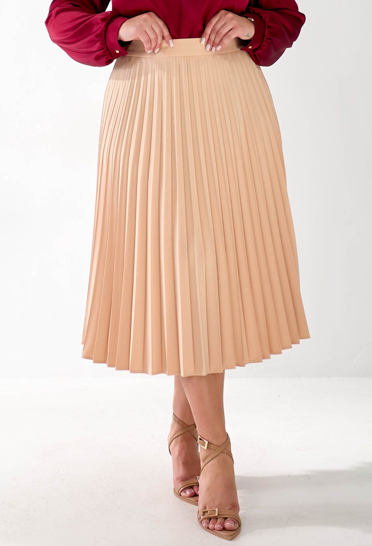 Спідниця 1308-8 бежевий тіар, плісе 44(р)