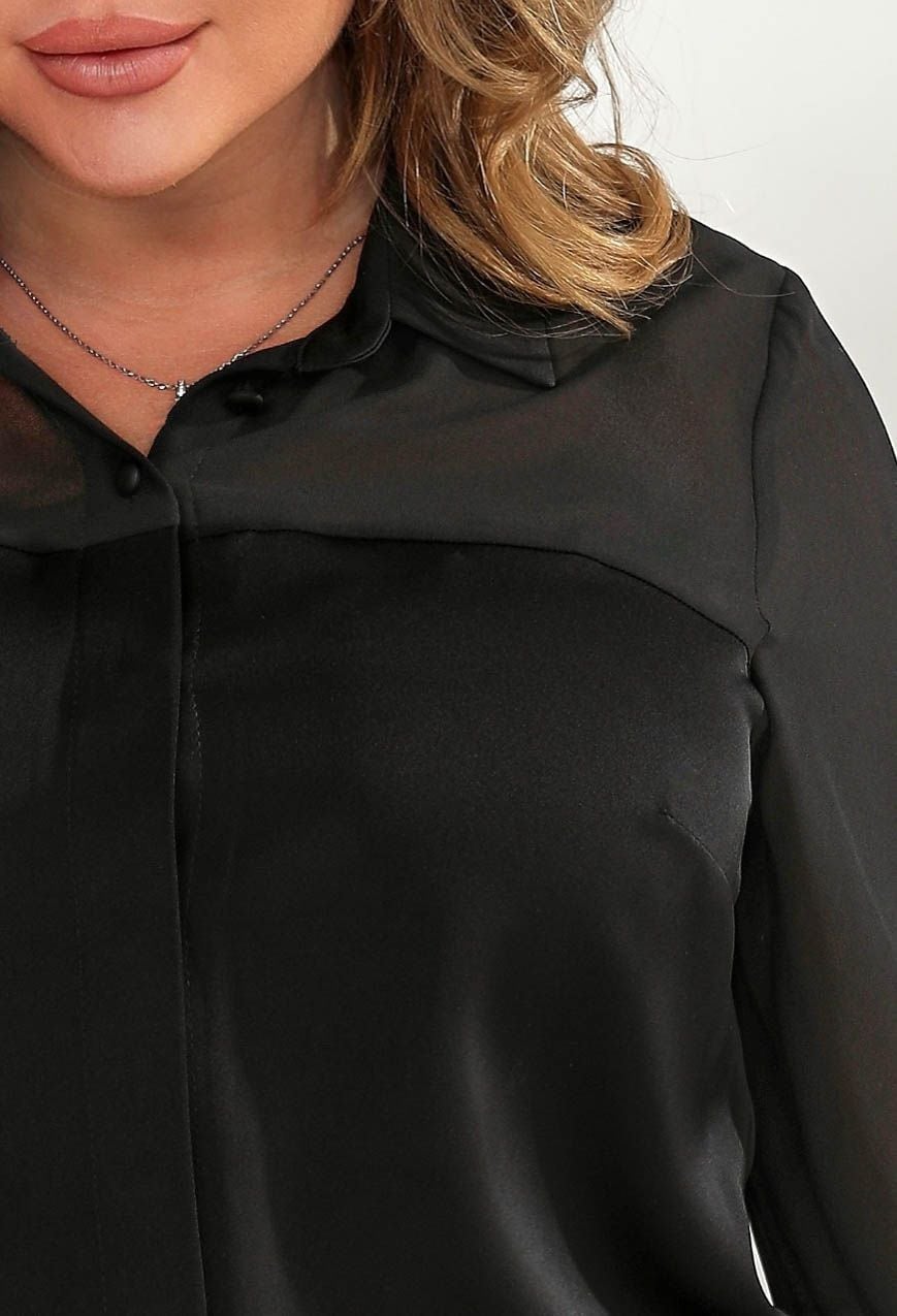 Блузка 5185 чорний атлас 52(р)