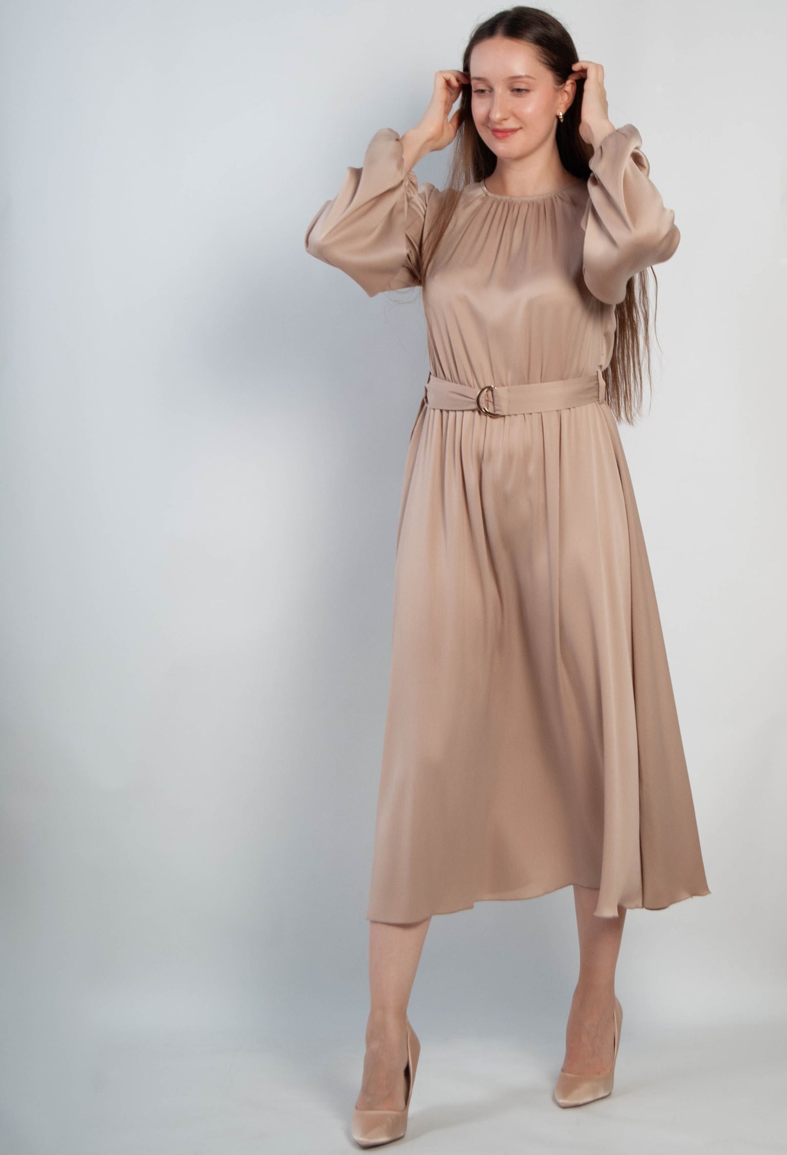 Плаття 7199 бежевий шовк-жатка 38(р)