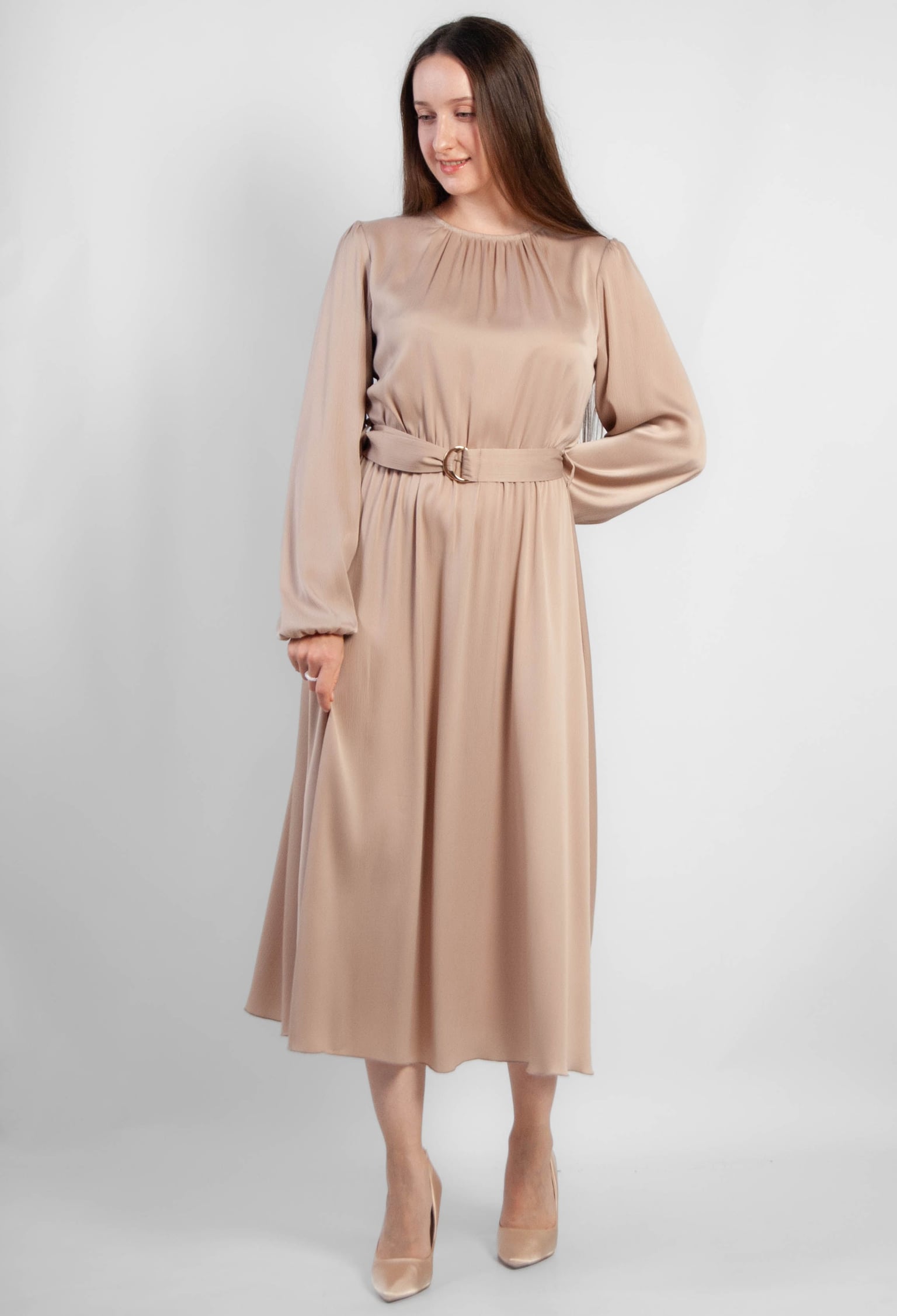 Плаття 7199 бежевий шовк-жатка 38(р)