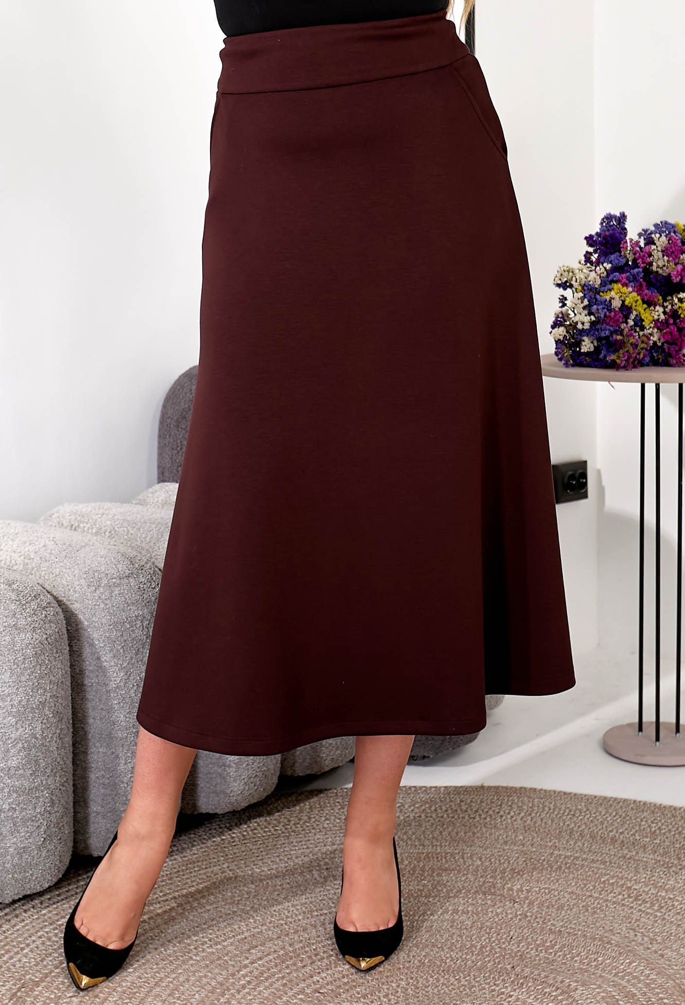 Спідниця 1502 шоколадний трикотаж 38(р)