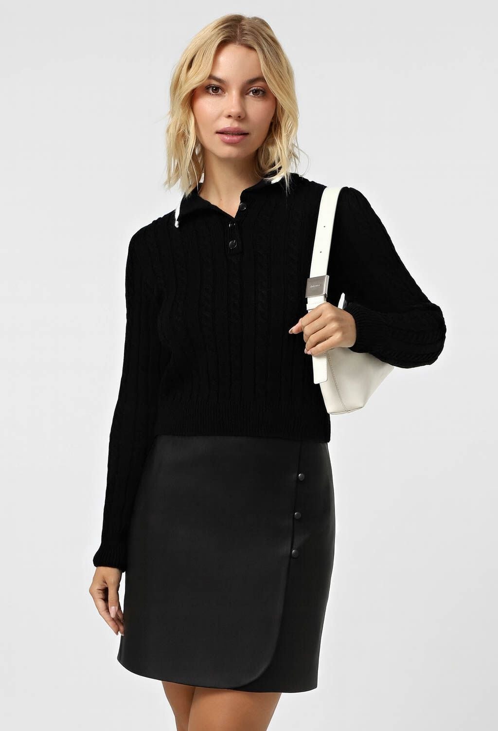 Спідниця 1505-1 чорний шкіра на замші 36(р)