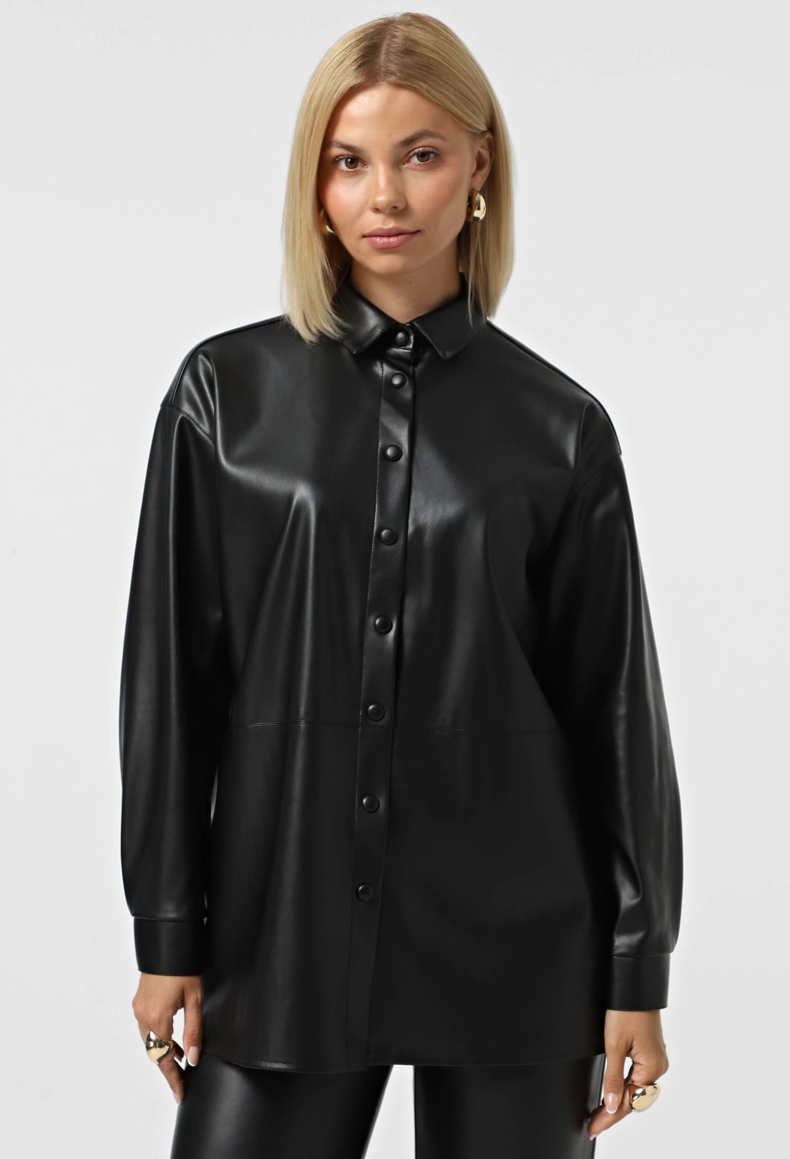 Блузка 5192 чорний шкіра на замші 38(р)