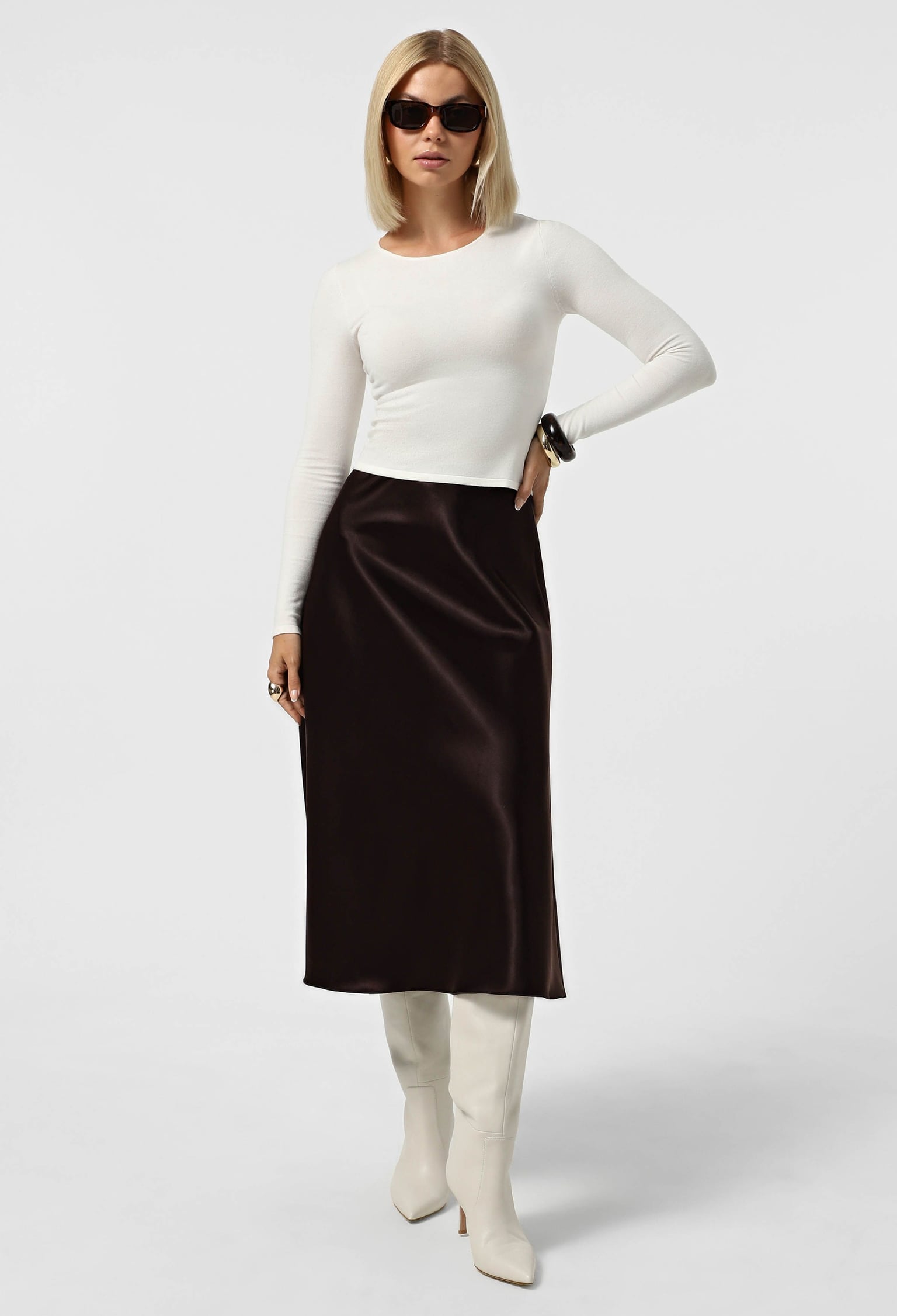 Спідниця 1279-9 шоколадний атлас 40(р)