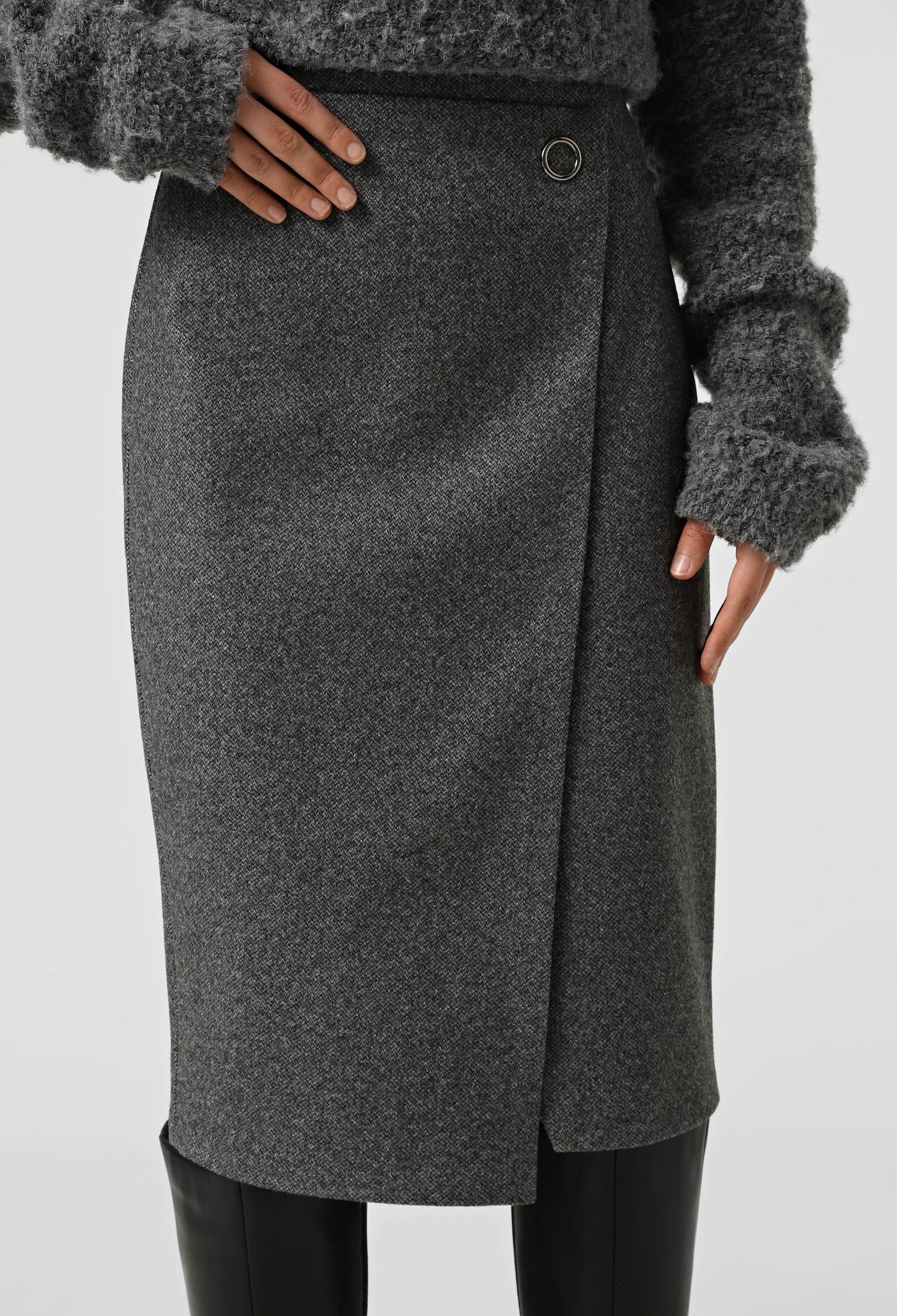 Спідниця 1519 темно-сірий кашемір, дрібна ялинка 46(р)