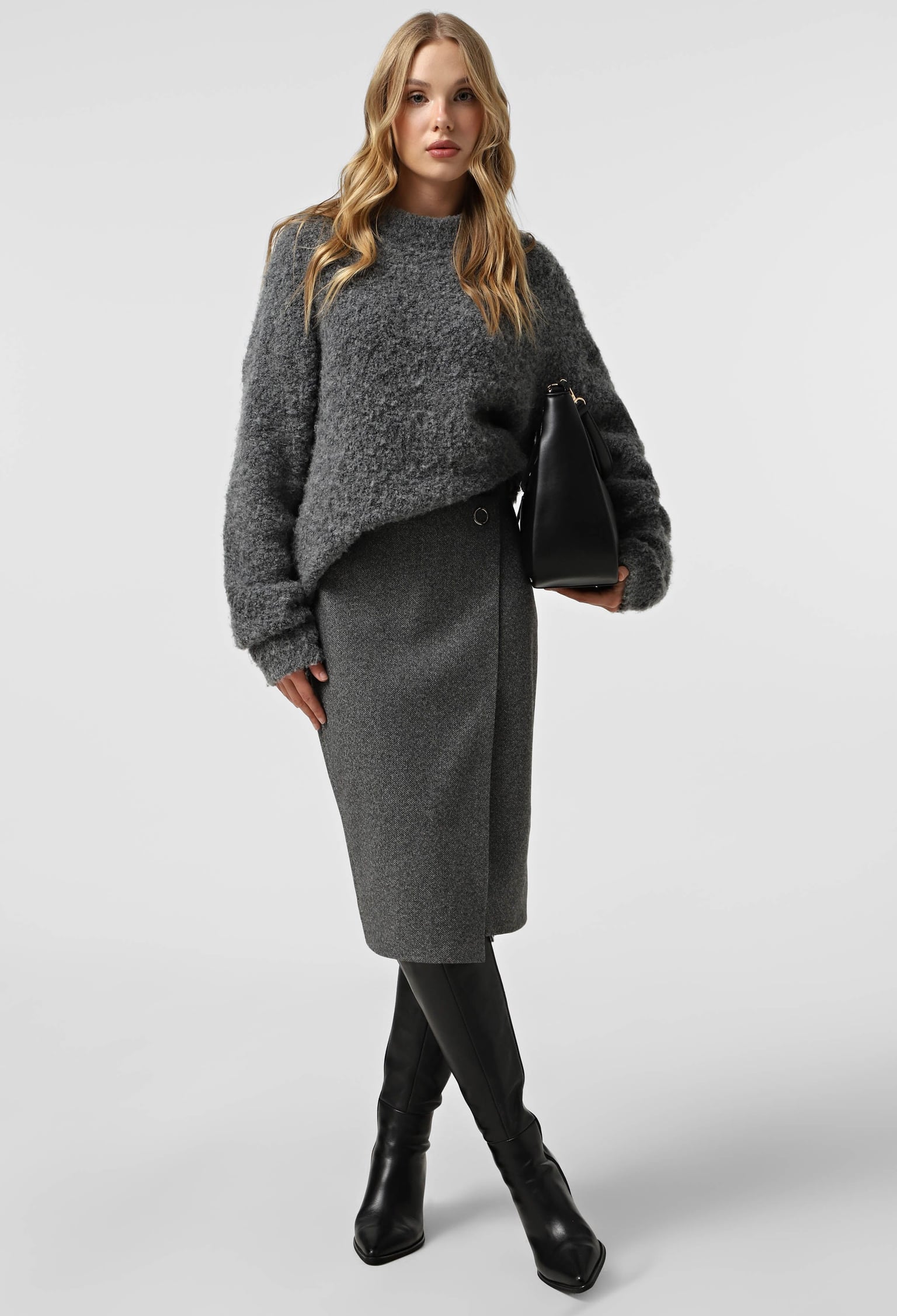 Спідниця 1519 темно-сірий кашемір, дрібна ялинка 38(р)