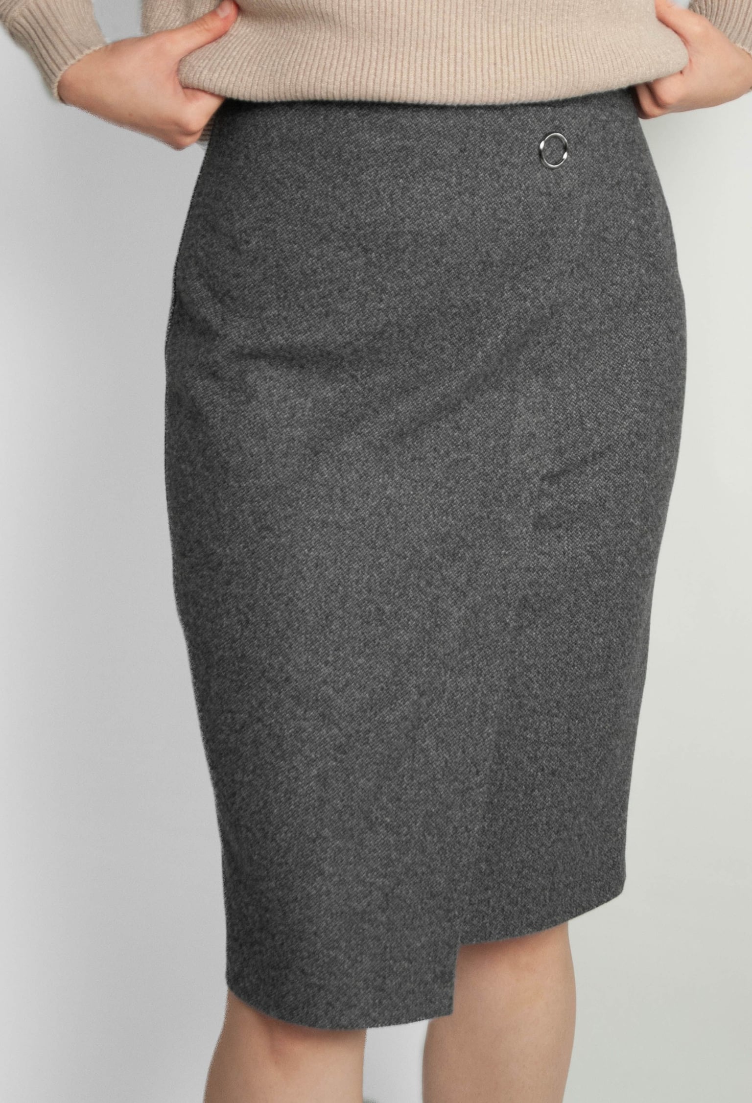 Спідниця 1519 темно-сірий кашемір, дрібна ялинка 38(р)