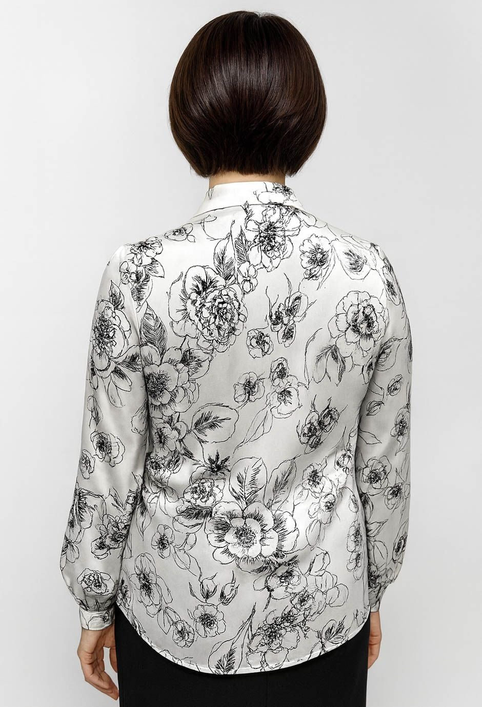 Блузка 5190 білий, принт шовк-армані 46(р)