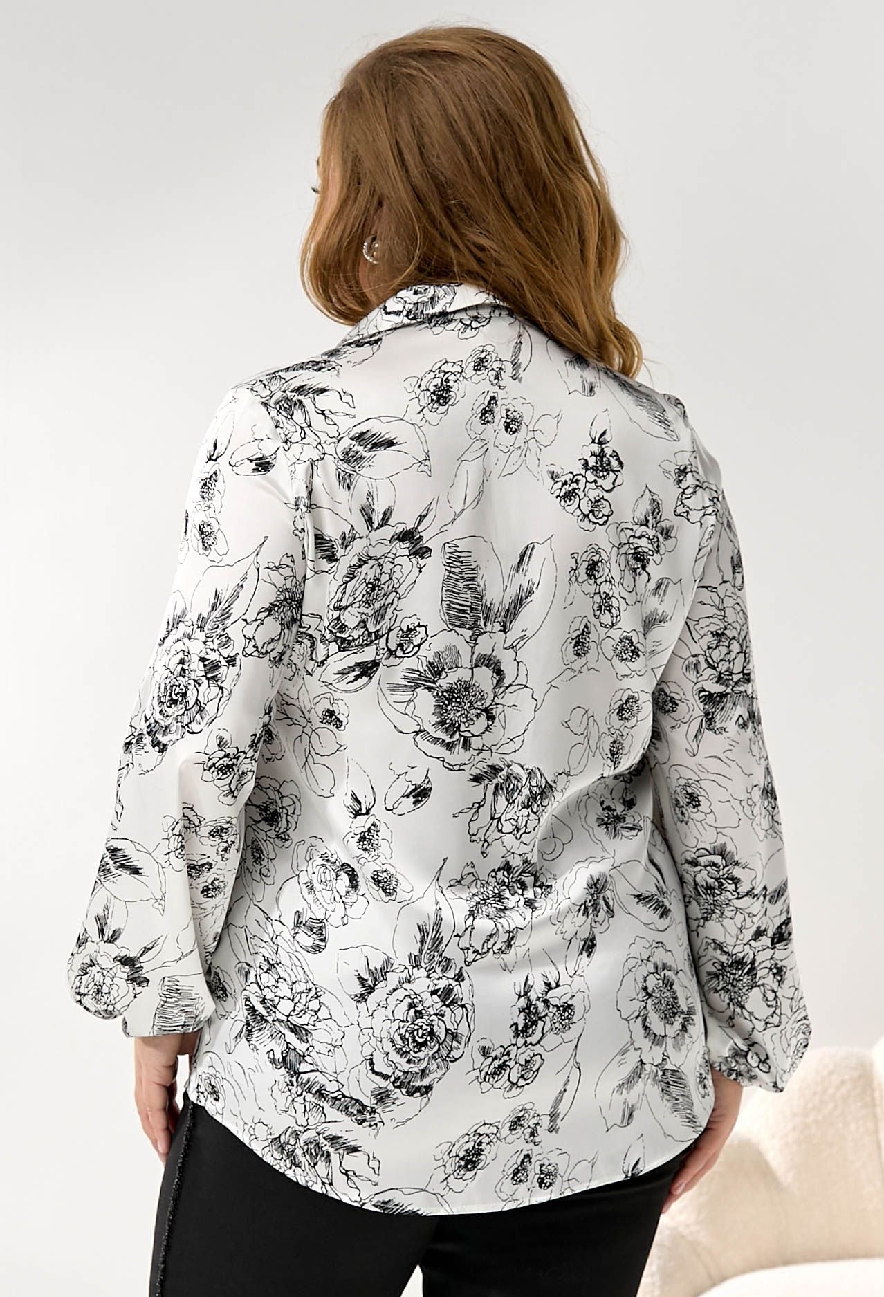 Блузка 5190 білий, принт шовк-армані 54(р)